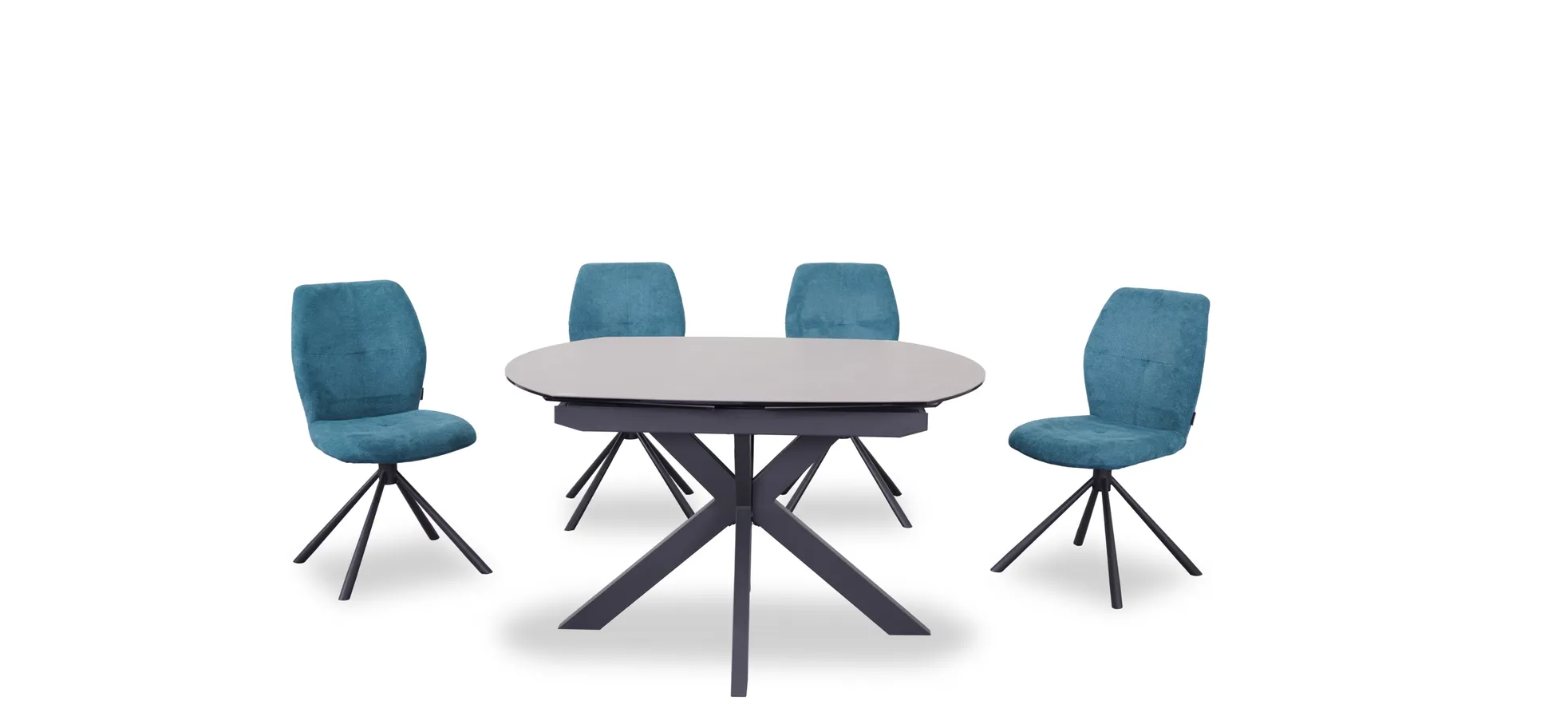 Vierfußstuhl, Stoff Petrol, 360° drehbar - Manoa