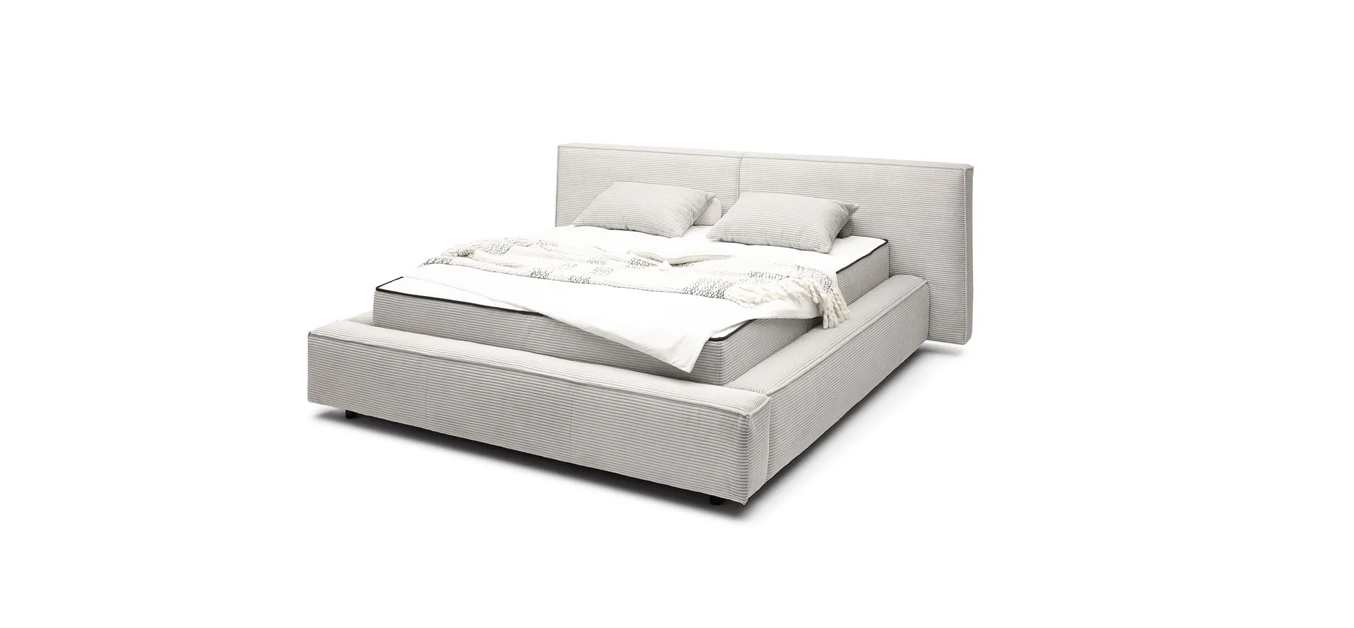 Polsterbett, Stoff dove, 180x200 cm - Edina