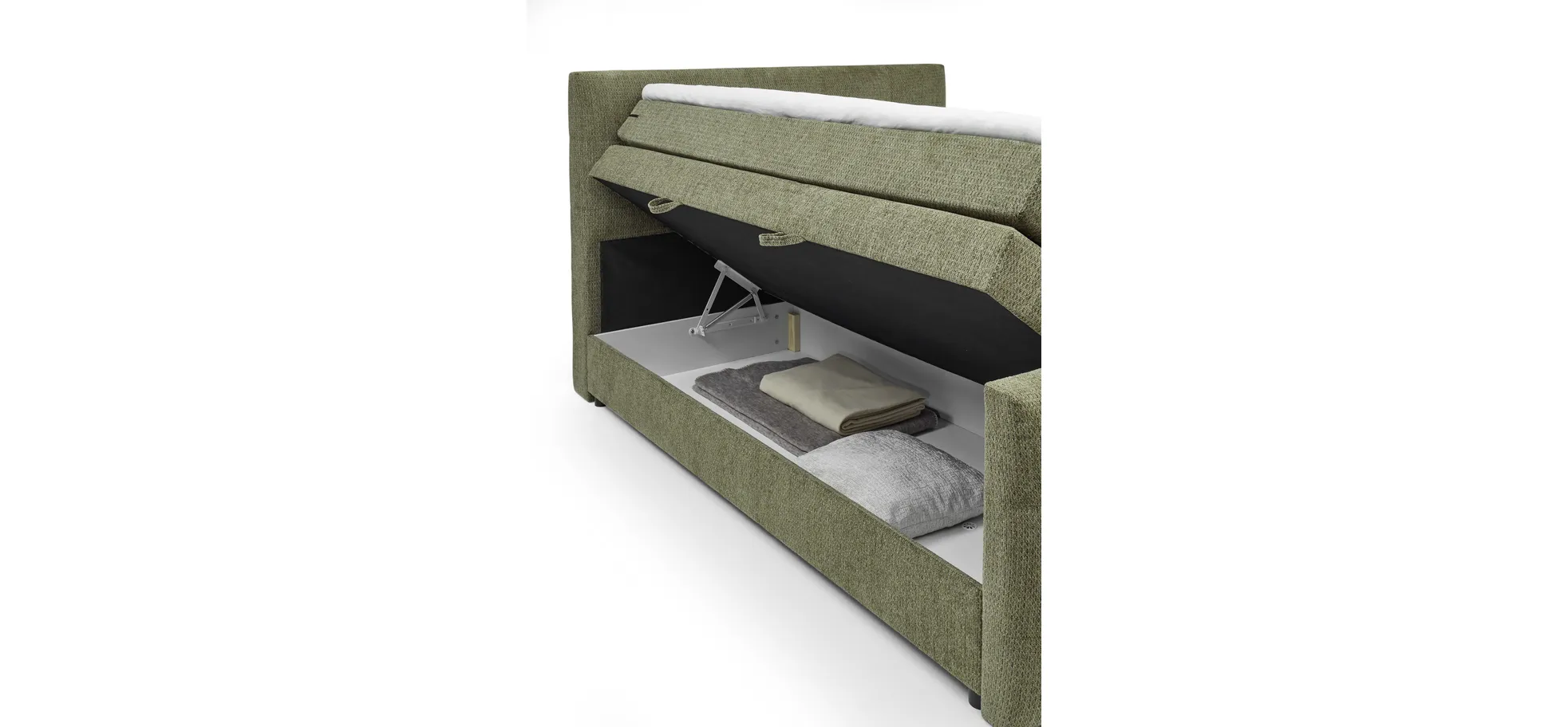 Boxspringbett, Stoff Grün - Sandrin I