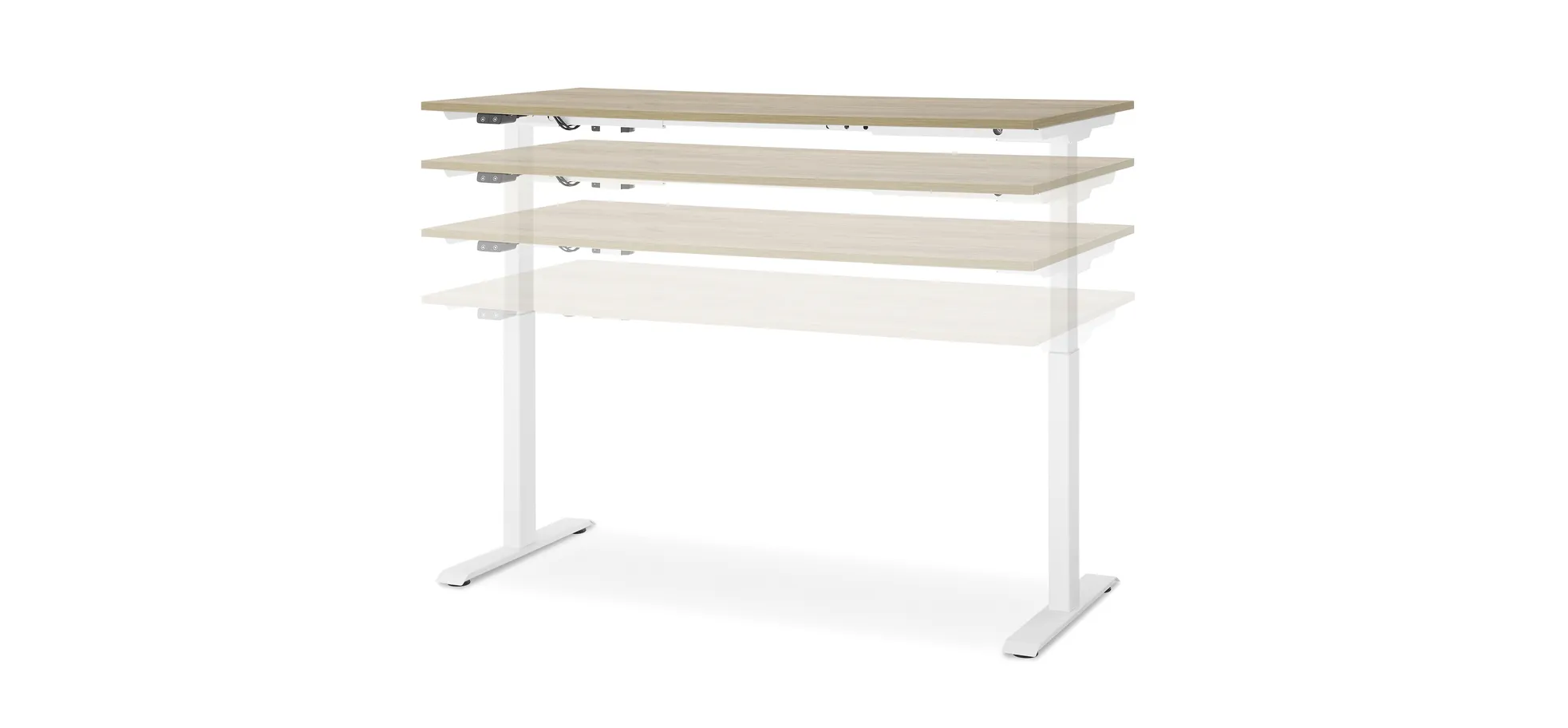 Schreibtisch GELI - höhenverstellbar, LB ca. 140x80 cm, Eiche Nachbildung, Weiß