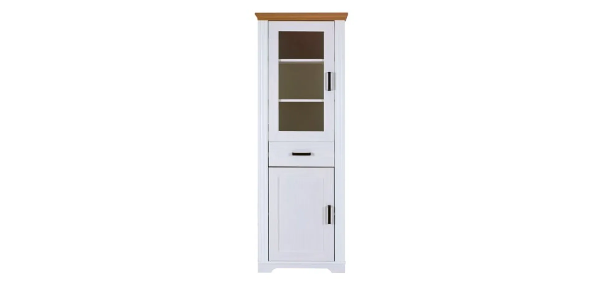 Vitrine - B ca. 68 cm, Weiß, Oak Colori