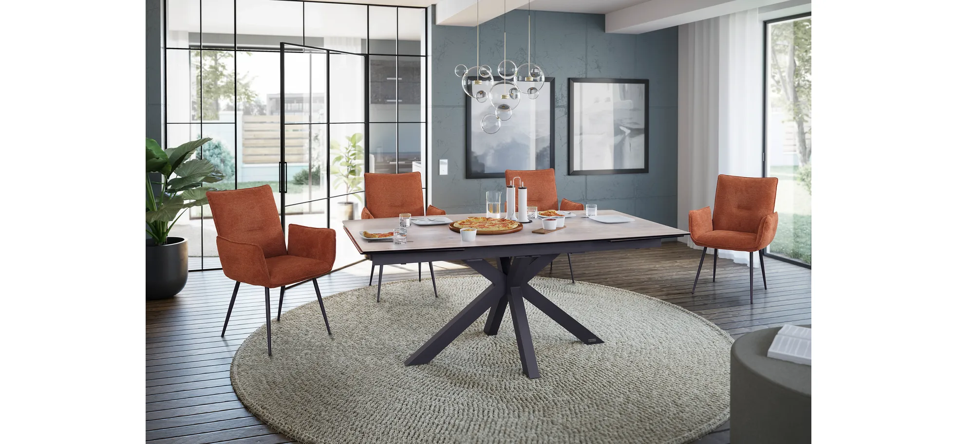 Esstisch, ausziehbar, Glaskeramik hellbraun - Melania