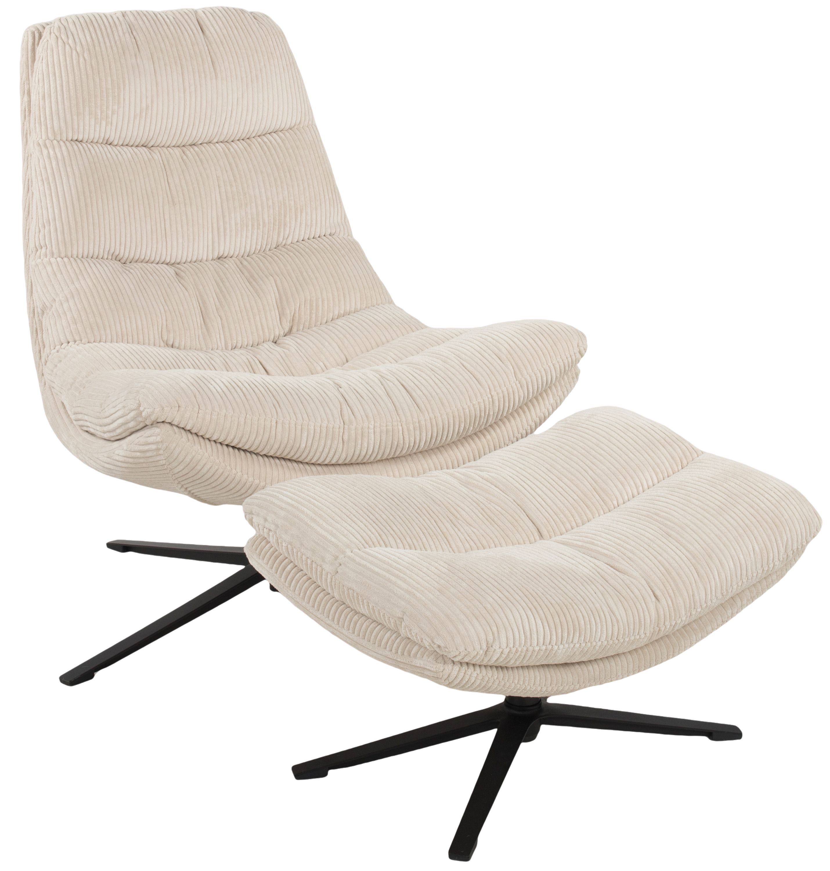 Relaxsessel mit Hocker, Cord beige - Duane