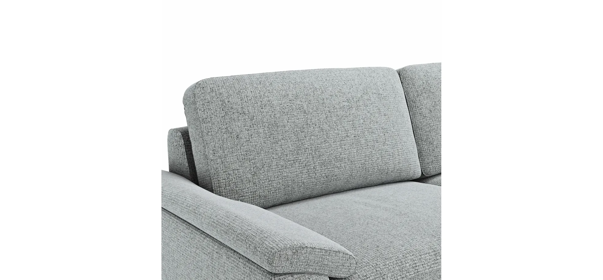 Ecksofa Oviedo - 2,5-Sitzer mit Ecke rechts inkl. Drehsitz, Stoff, Hellgrau