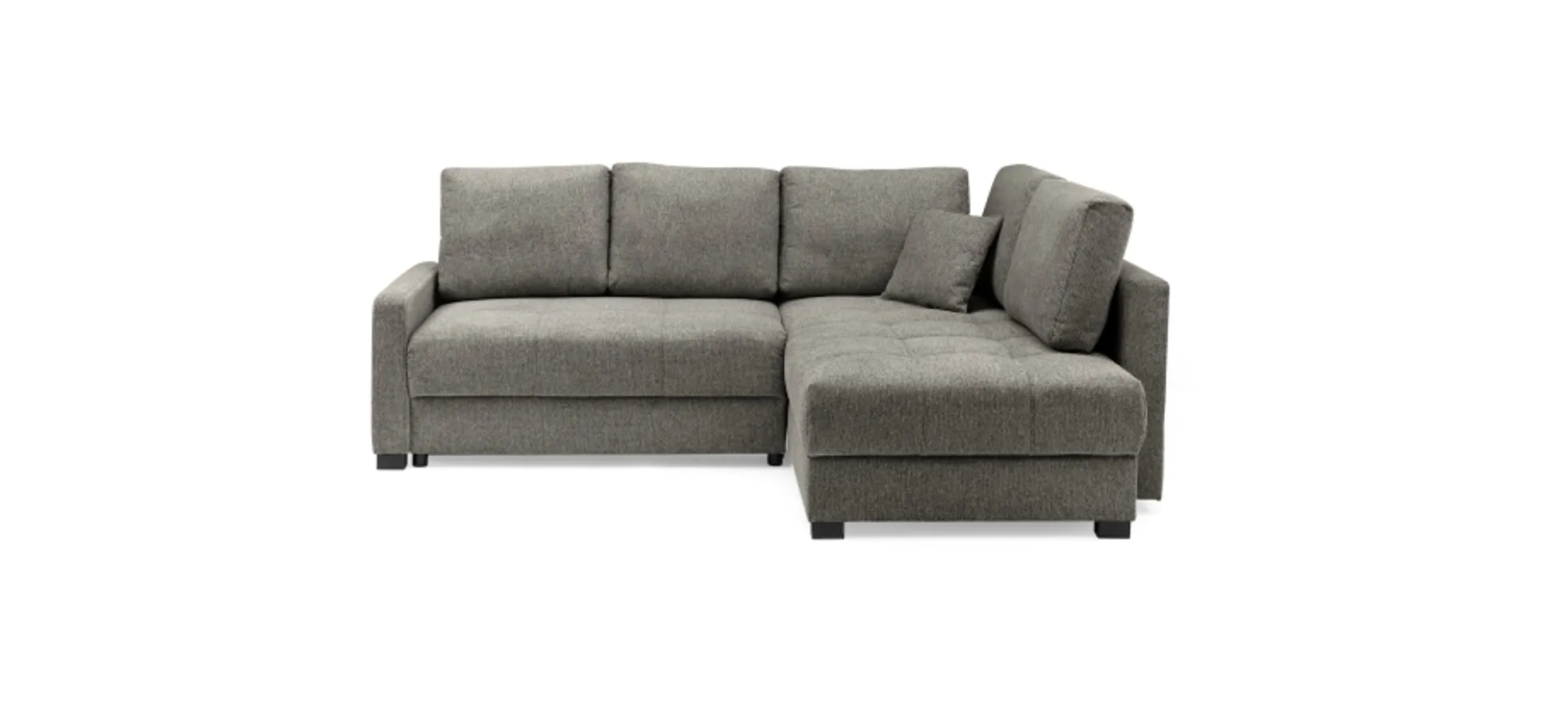 Ecksofa EDWIN - 2-Sitzer, Ecke rechts inkl. Schlaffunktion und Bettkasten, Stoff, Braun