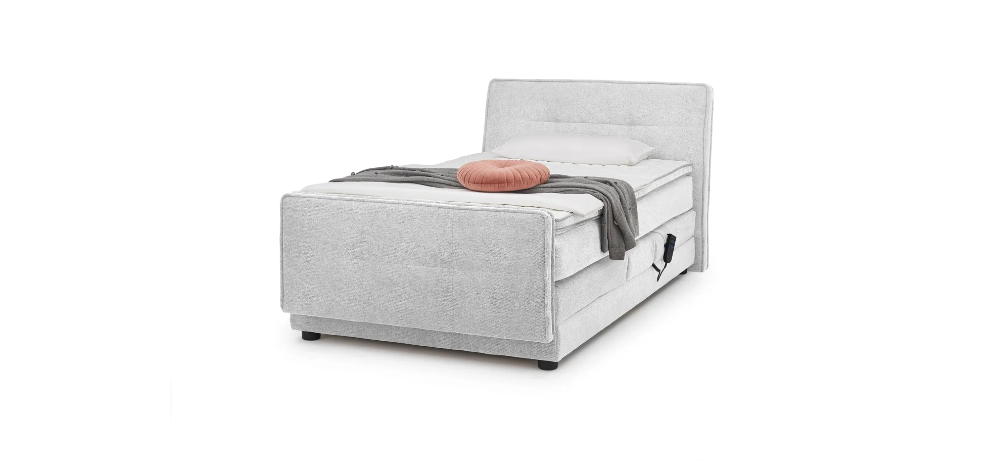 Boxspringbett- Liegefläche ca. 120x200 cm, Stoff, Hellgrau