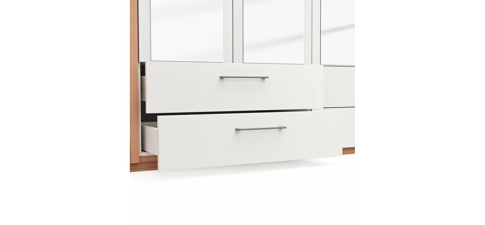 Drehtürenschrank Viana - B. ca. 270 cm, Furnier, Kernbuche, Weiß