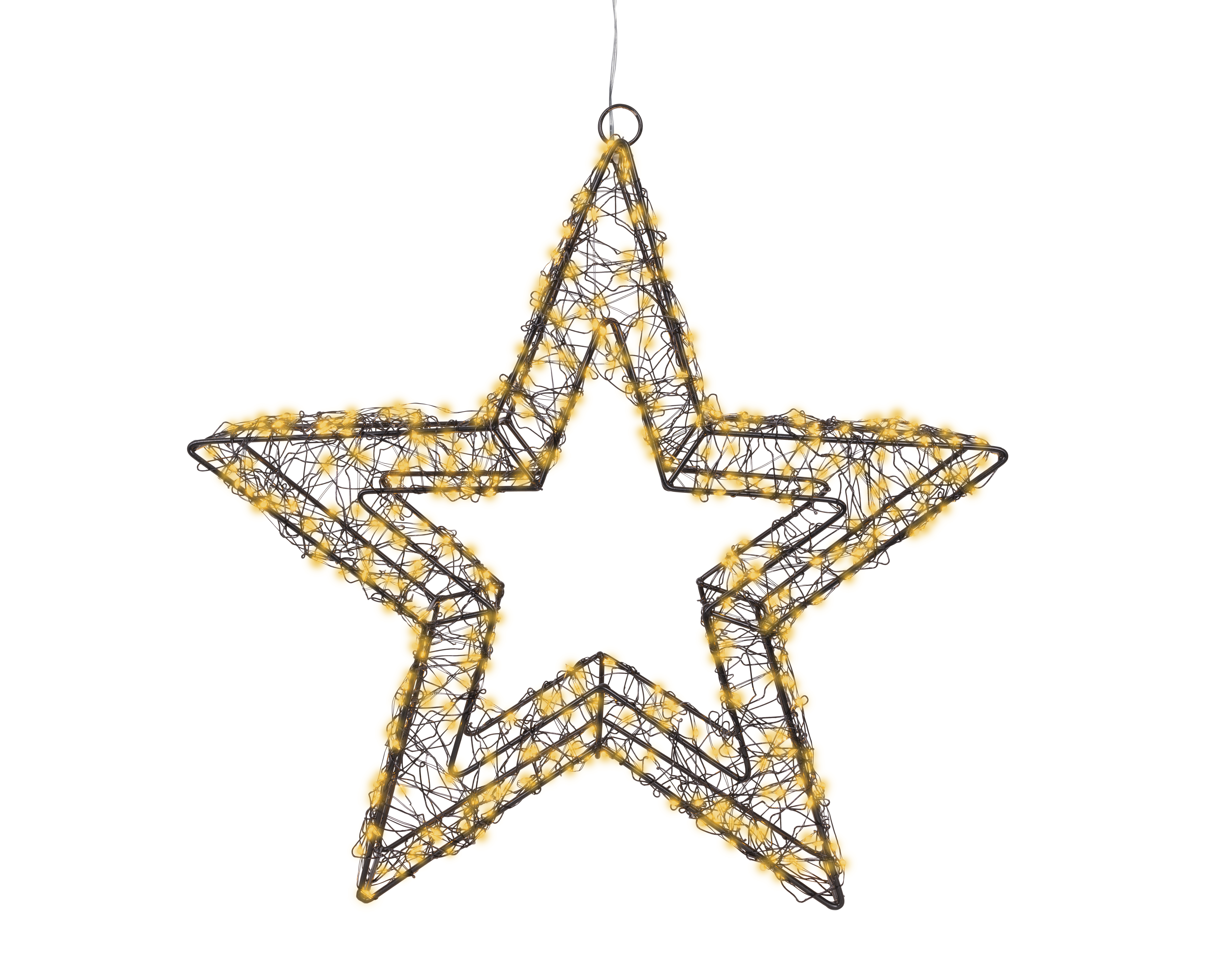 LED Stern - schwarz/klassisch warm, Metall, L7-W38-H38cm-500L