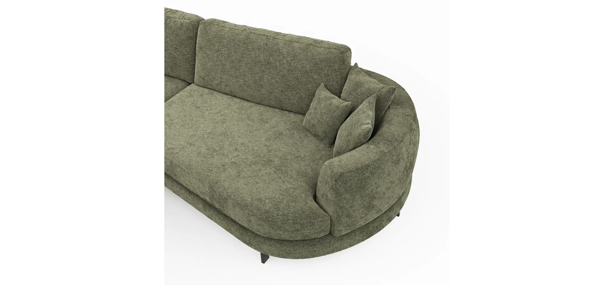 Ecksofa, olivgrün, Füße Metall schwarz - Solenne