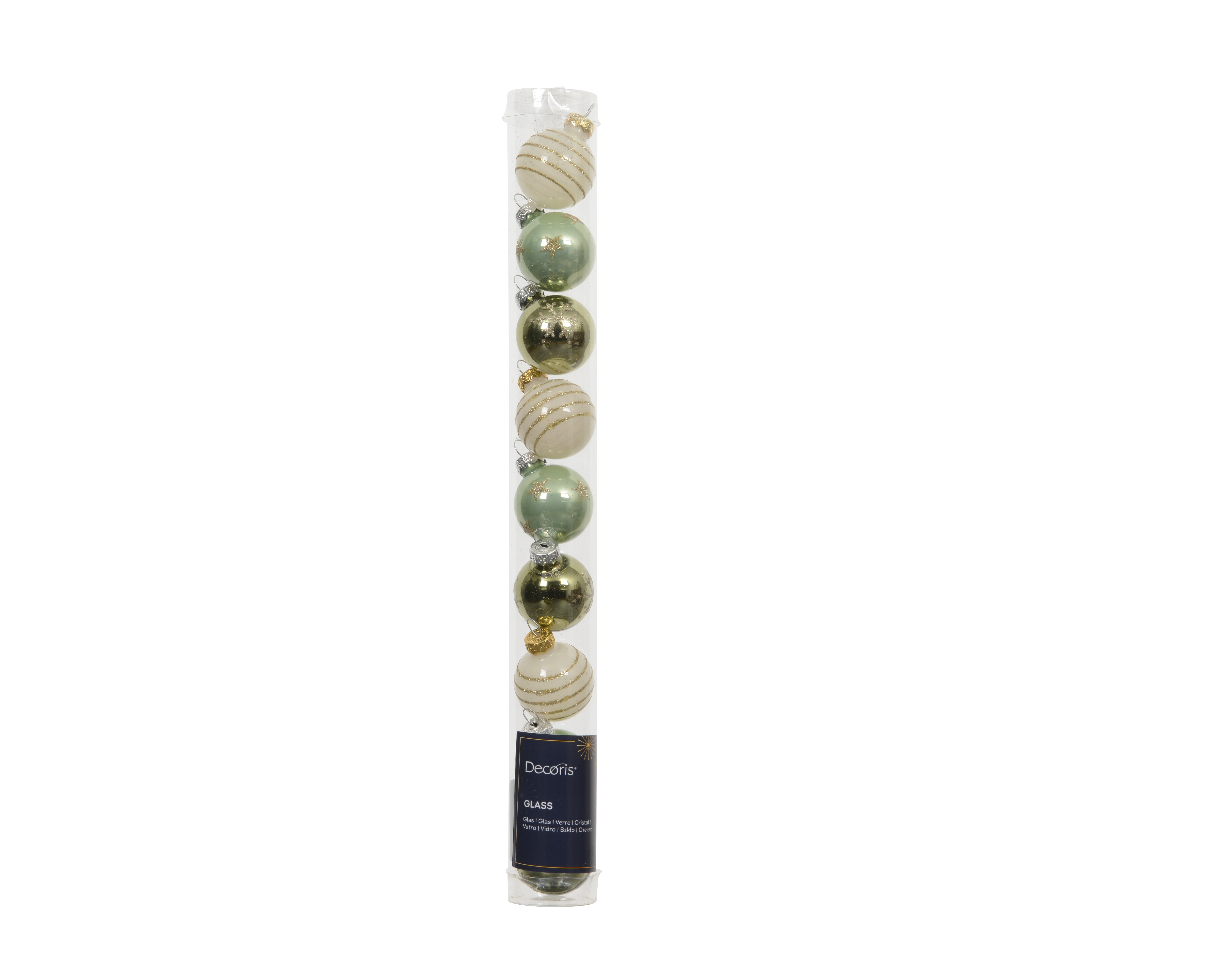Kugelset 9-er - grün m/andere Farbe(n), Glas, Ø3cm
