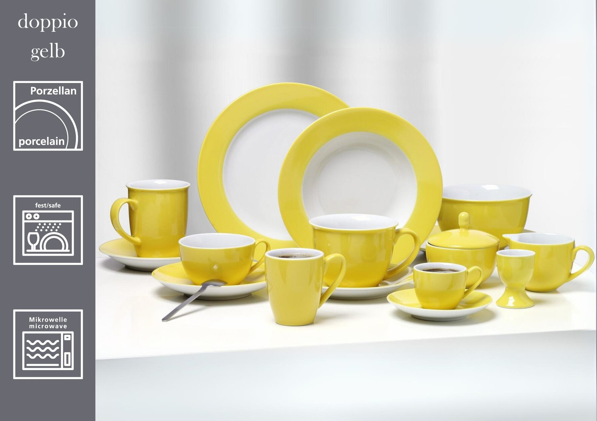 Espresso-Untertasse Doppio Gelb 12 cm - Porzellan, sü