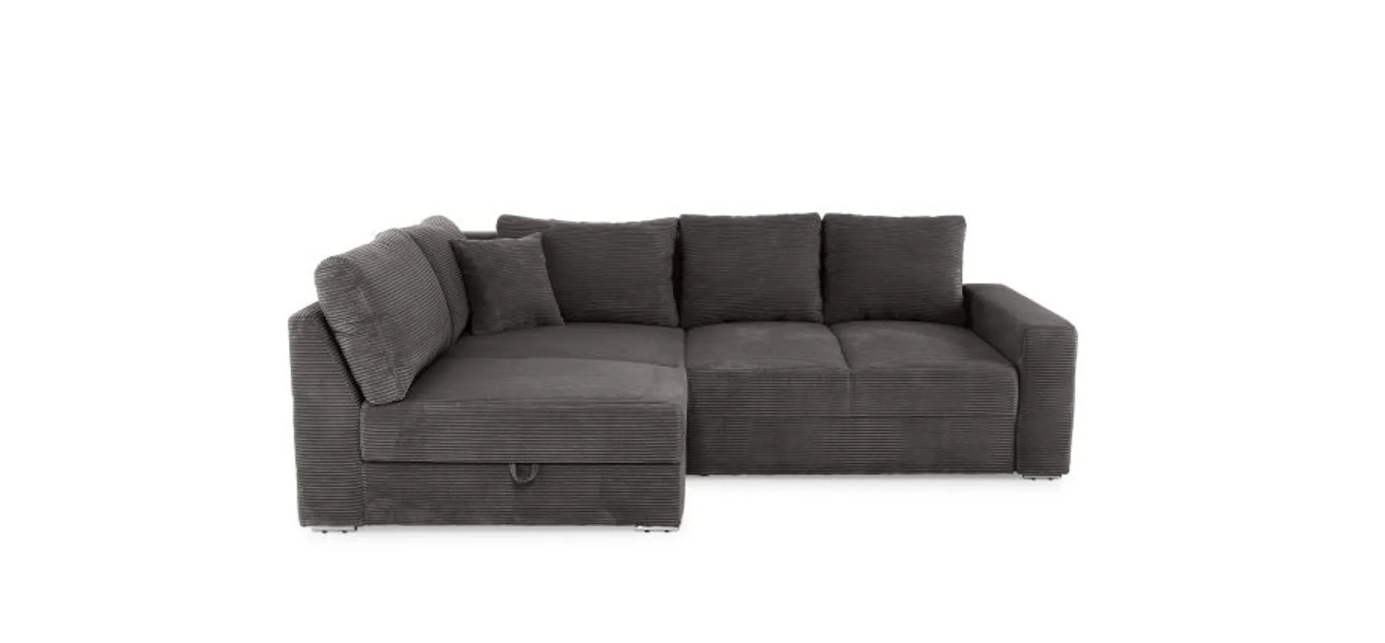 Ecksofa JANIS - 2,5-Sitzer, Ecke rechts inkl. Schlaffunktion, Stoff, Grau