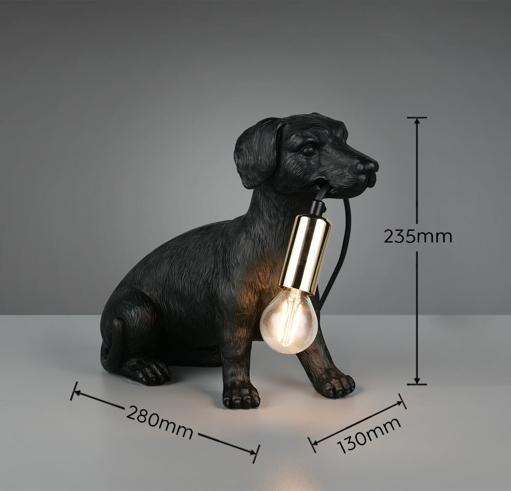 Tischleuchte Rudi - Kunststoff, schwarz, 28x13x23,5cm