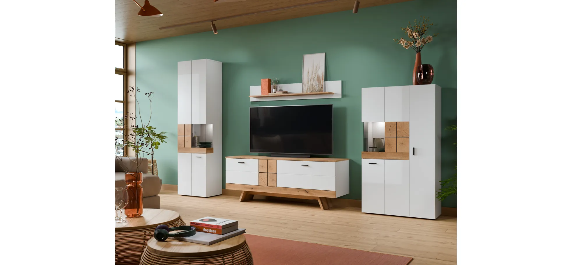 Vitrine, Eiche, Alpinweiß - MyStyle 1019