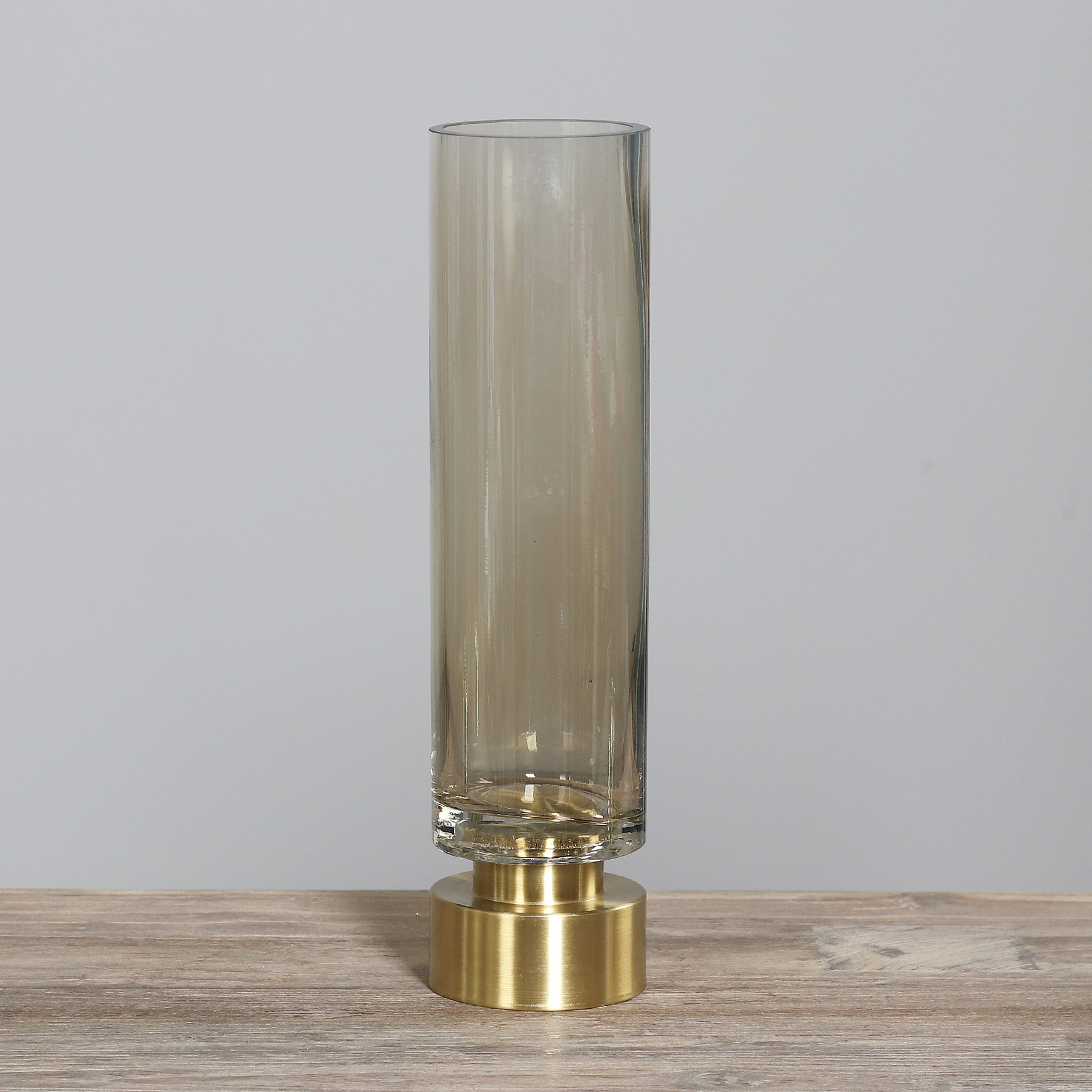 Glas Vase/Windlicht - gold, 37 cm