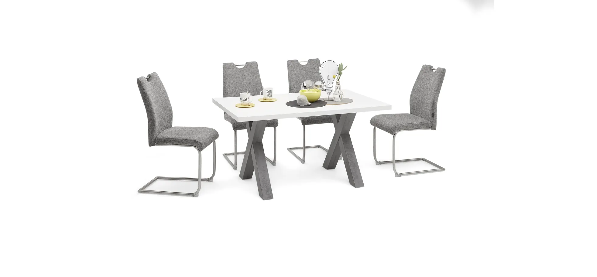 Schwingstuhl, Stoff grau, mit Griff - MERVE