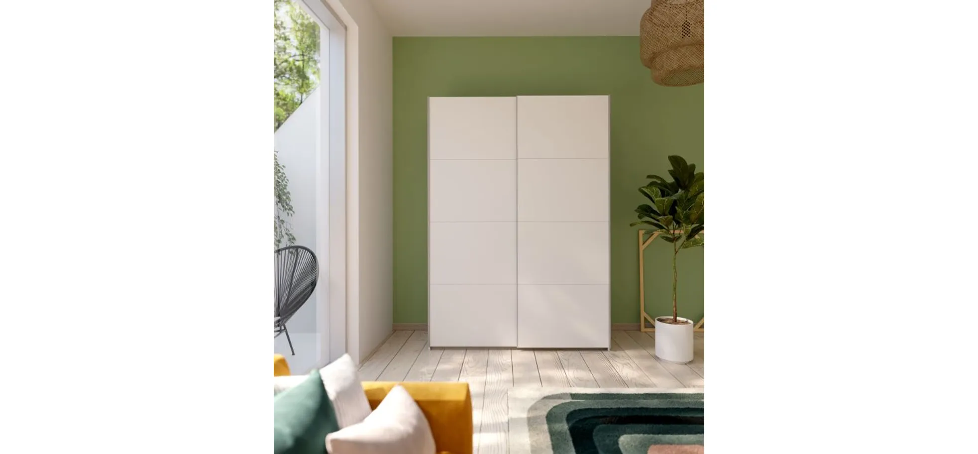 Schwebetürenschrank FREDDY 2- B ca. 150 cm, Weiß