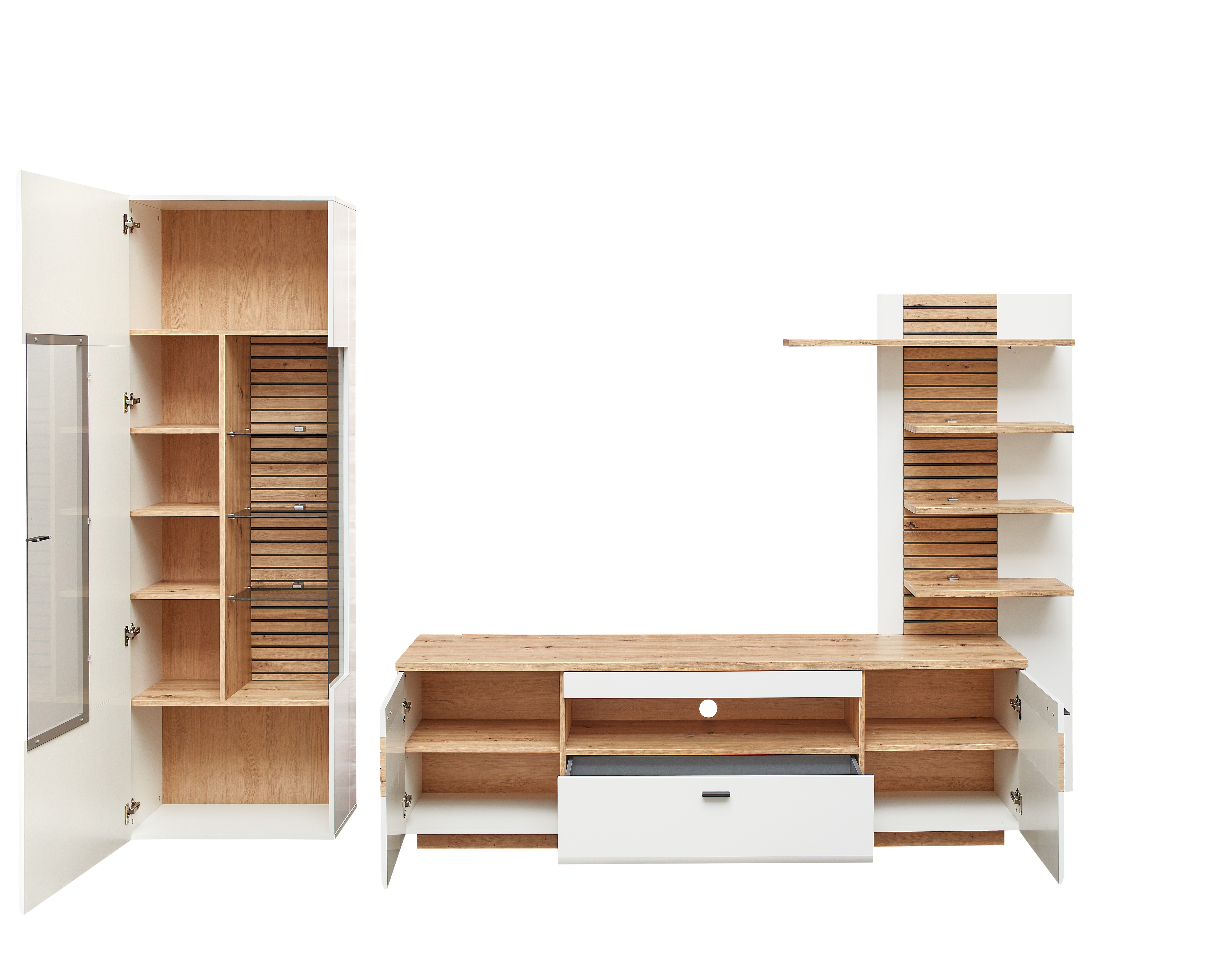 Vitrine, weiß matt MDF, Leistenoptik - LS25 Duron