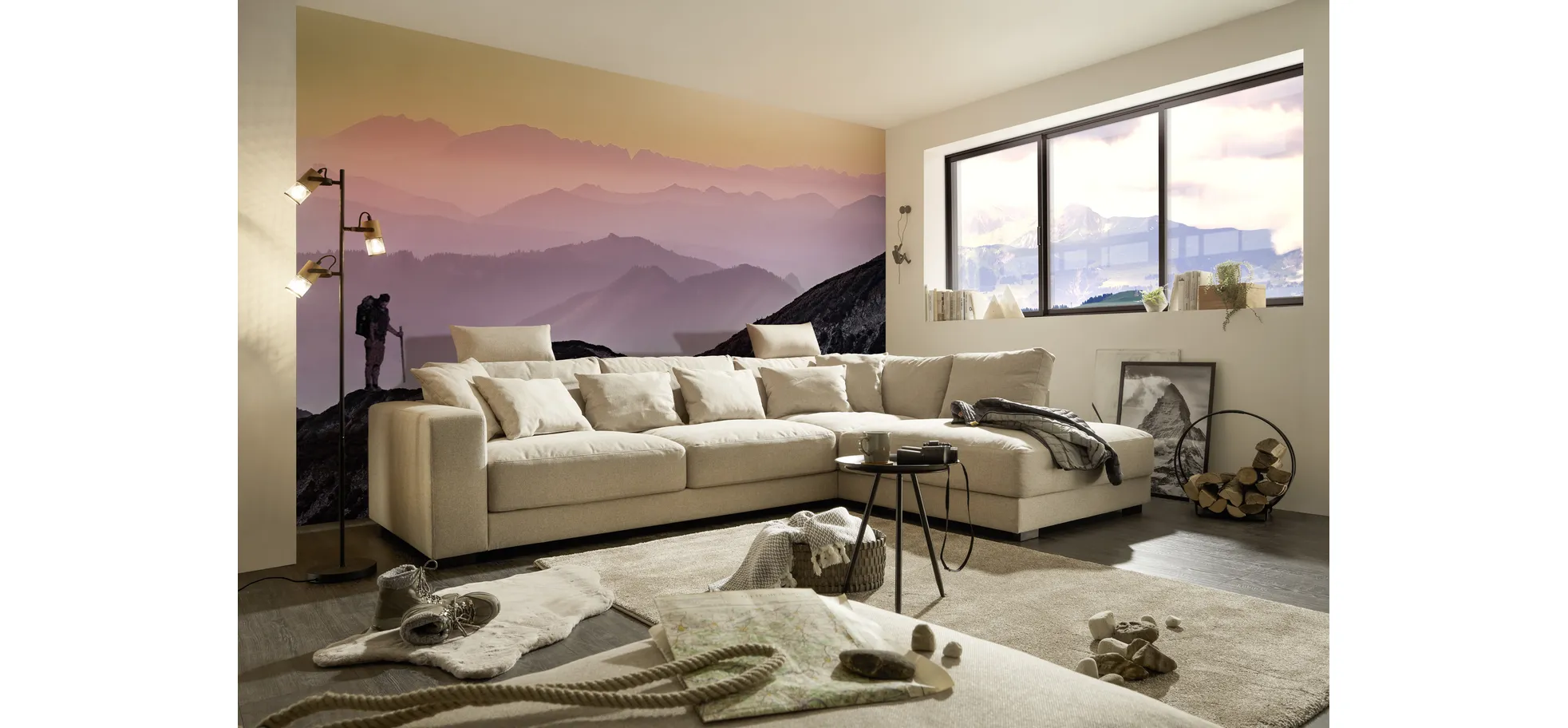 Ecksofa Hailey, Stoff beige - Hailey