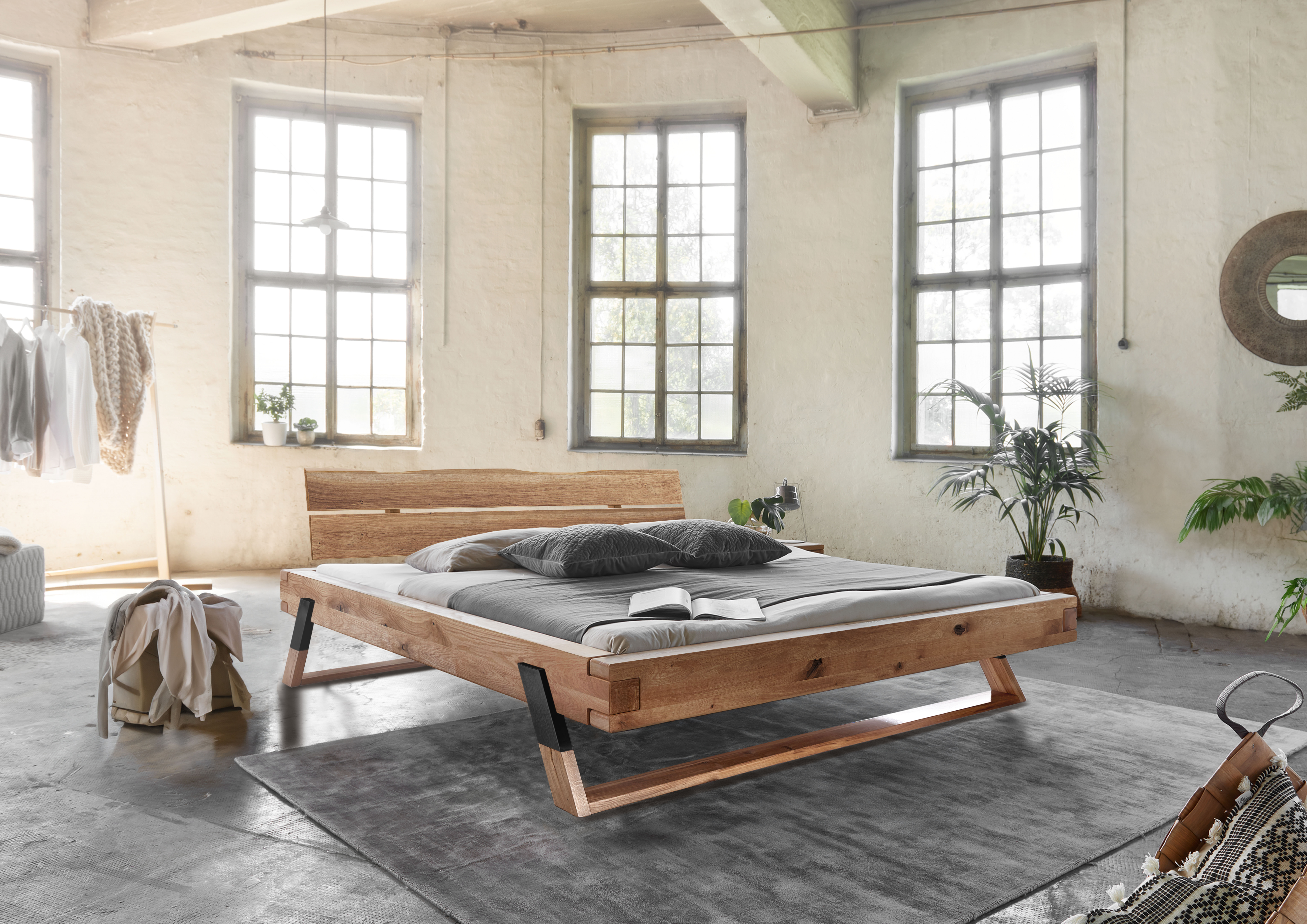 Bett, Wildeiche massiv geölt - MyStyle 3049