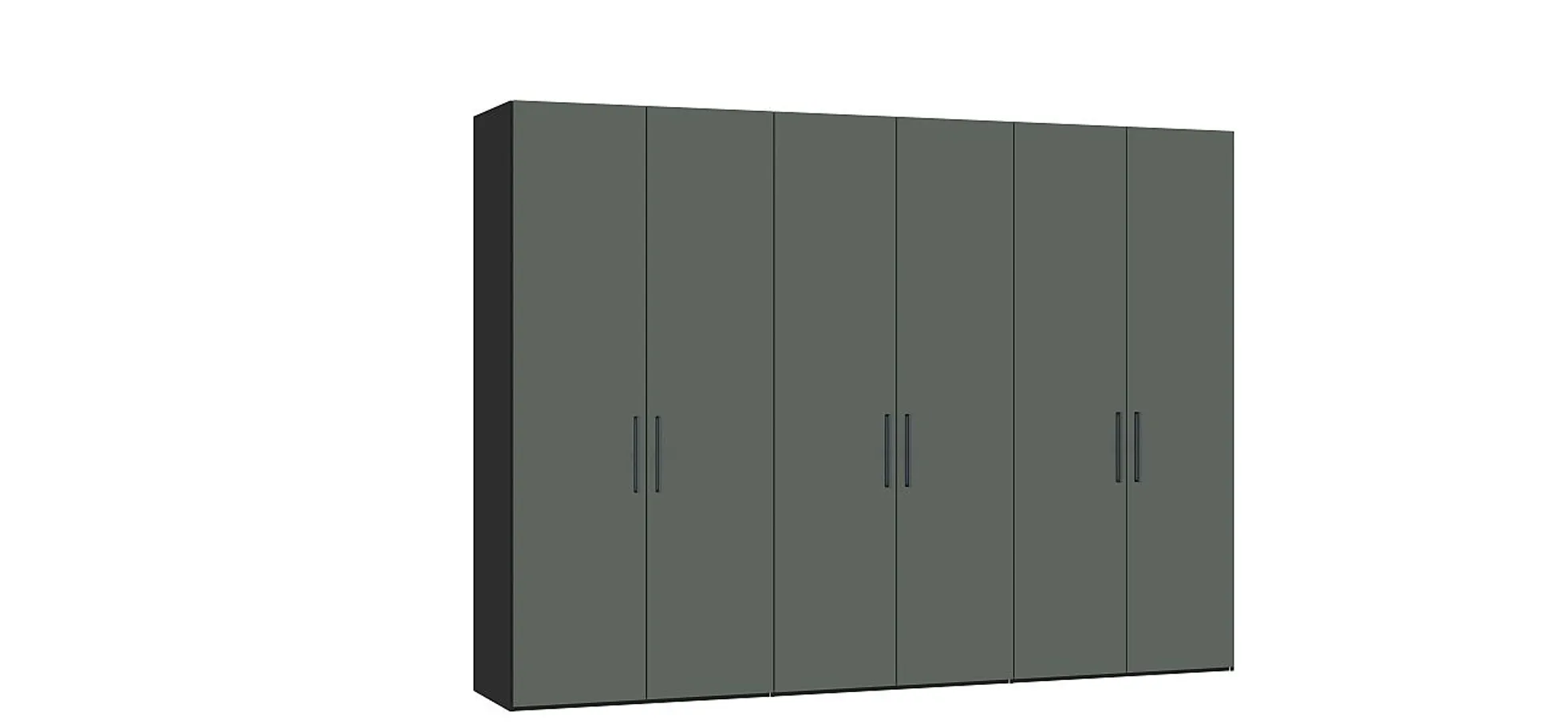 Drehtürenschrank JOIN IT- B ca. 303 cm., Schwarz, Glas, Graugrün