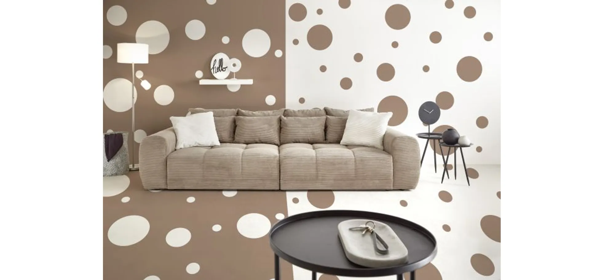 Mega-Sofa Janni,Federkernpolsterung - Federkernpolsterung, Inkl. 10 Kissen