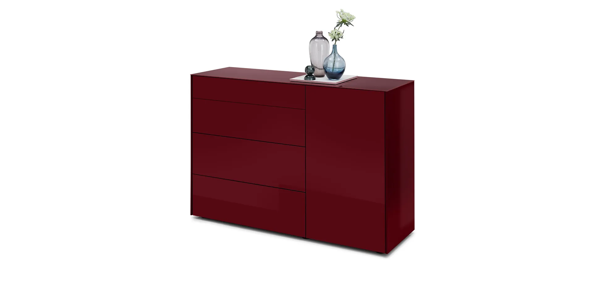 Kommode - B ca. 131 cm, Bordeauxrot