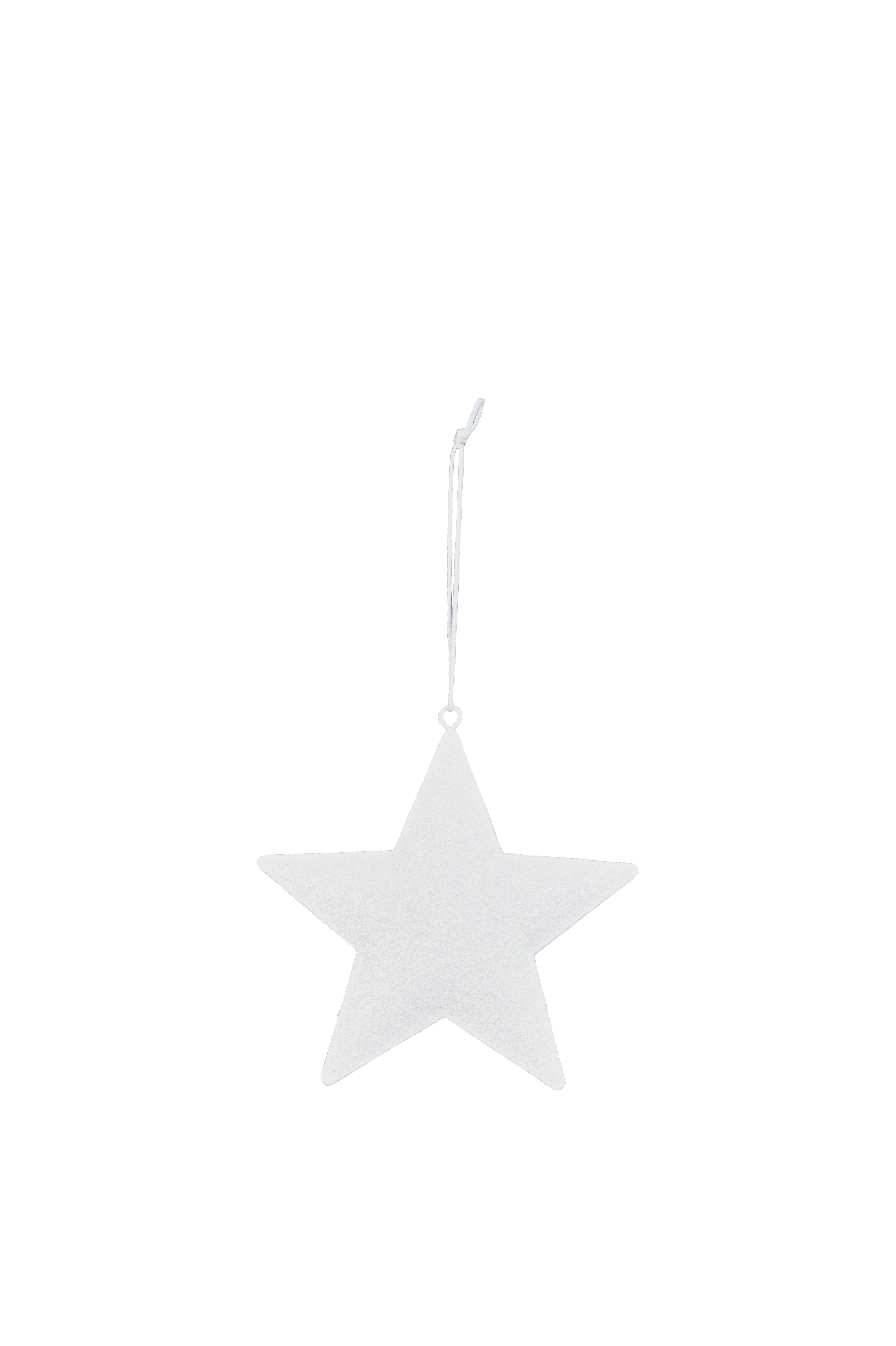 Hänger Stern - weiß-glimmer, 11,5cm