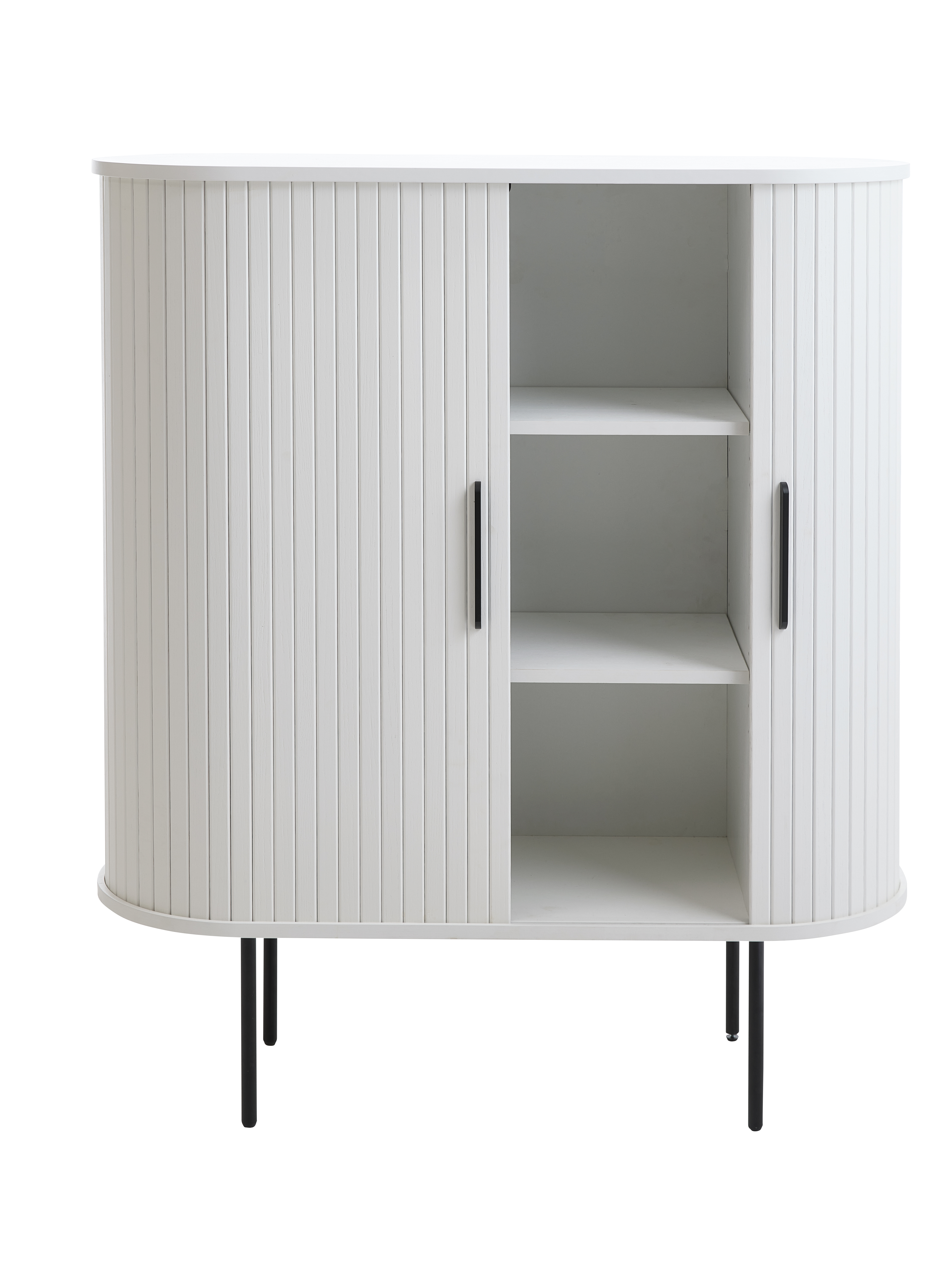 Highboard, Weiß, 2 Lamellenschiebetüren - Uriel