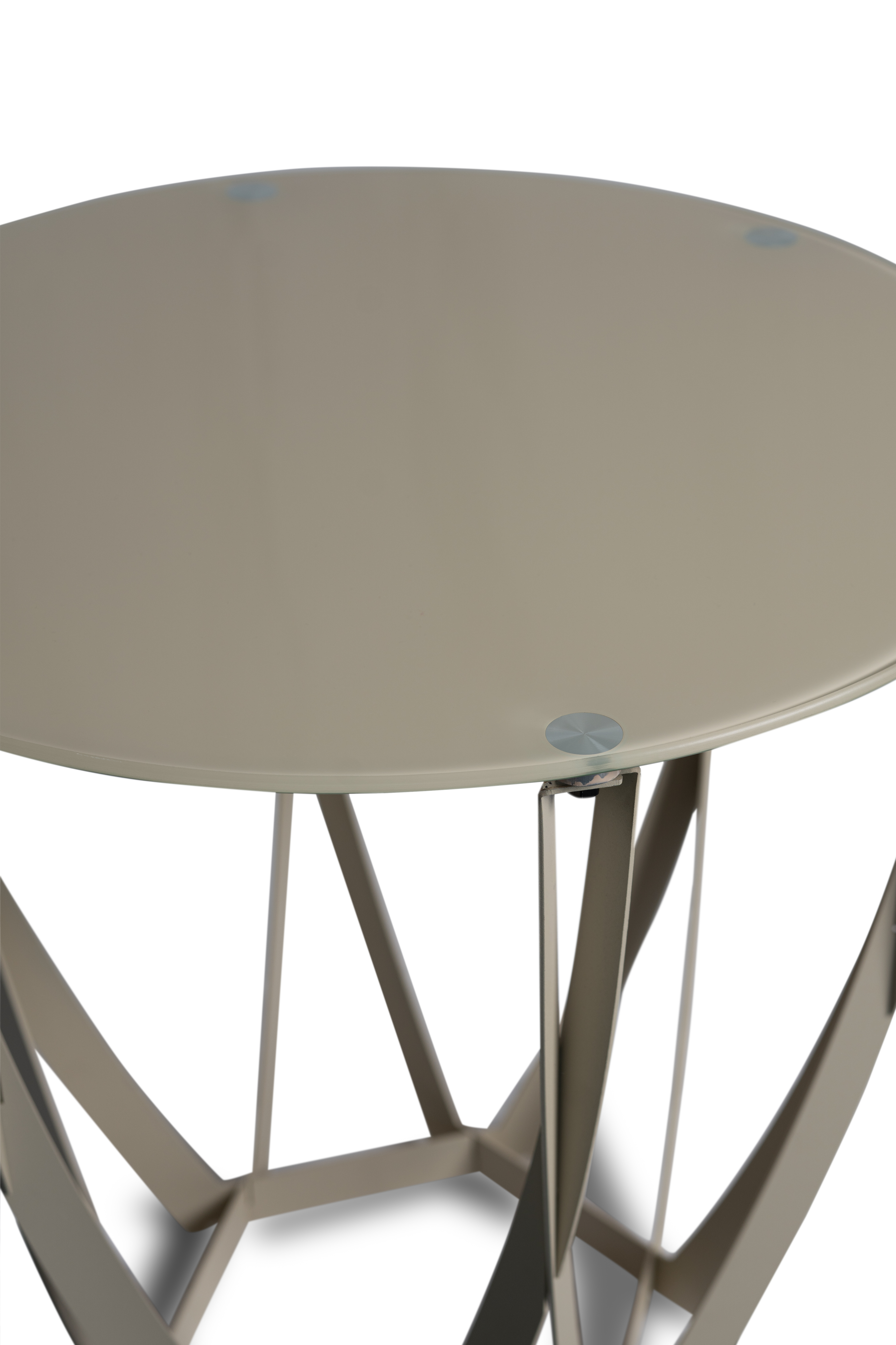 Beistelltisch, rund, 50 cm, Glas cremeweiß - Marinus