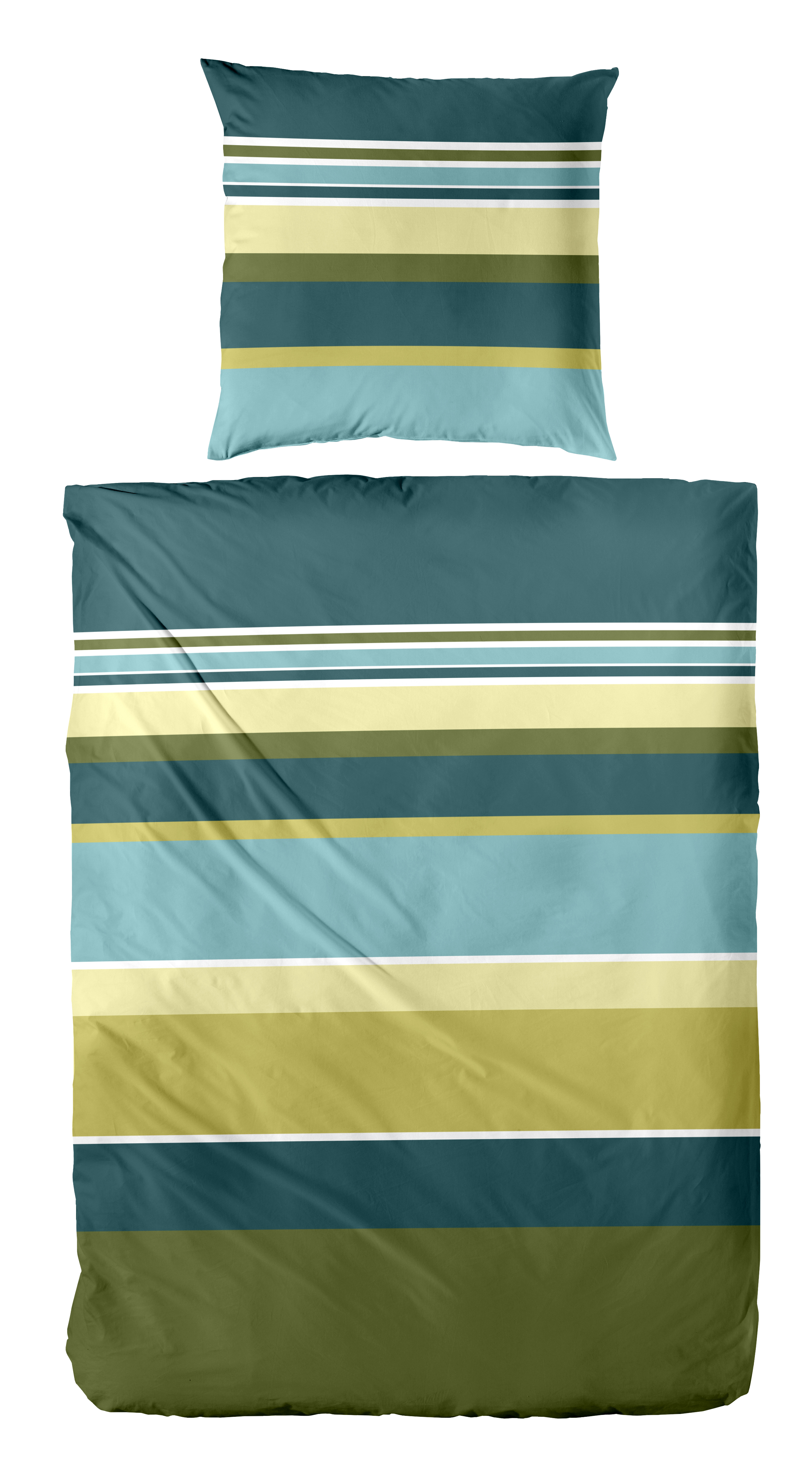 Mako-Satin-Bettwäsche - 155x220cm, grün-blau, 100% Baumwolle