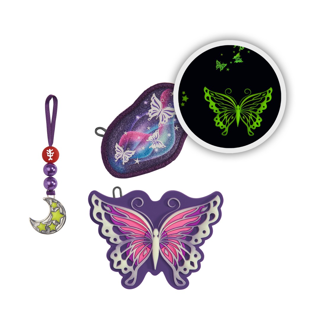 MAGIC MAGS GLOW "Butterfly Ina" - Wechselb. Motive Glow in the dark-Effekt, 3-er Set