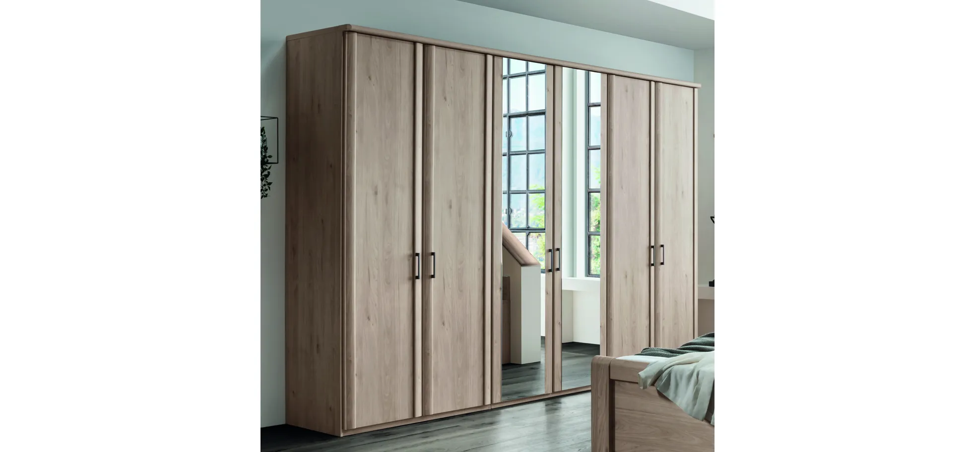 Drehtürenschrank EM 1080 - B. ca. 300 cm, Steineiche Nachbildung