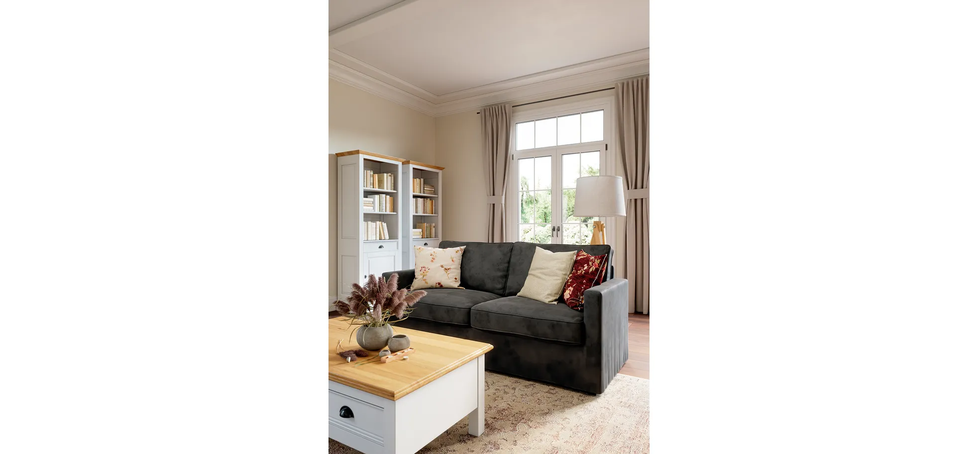 Couchtisch, weiß lackiert teilmassiv - Louisiana