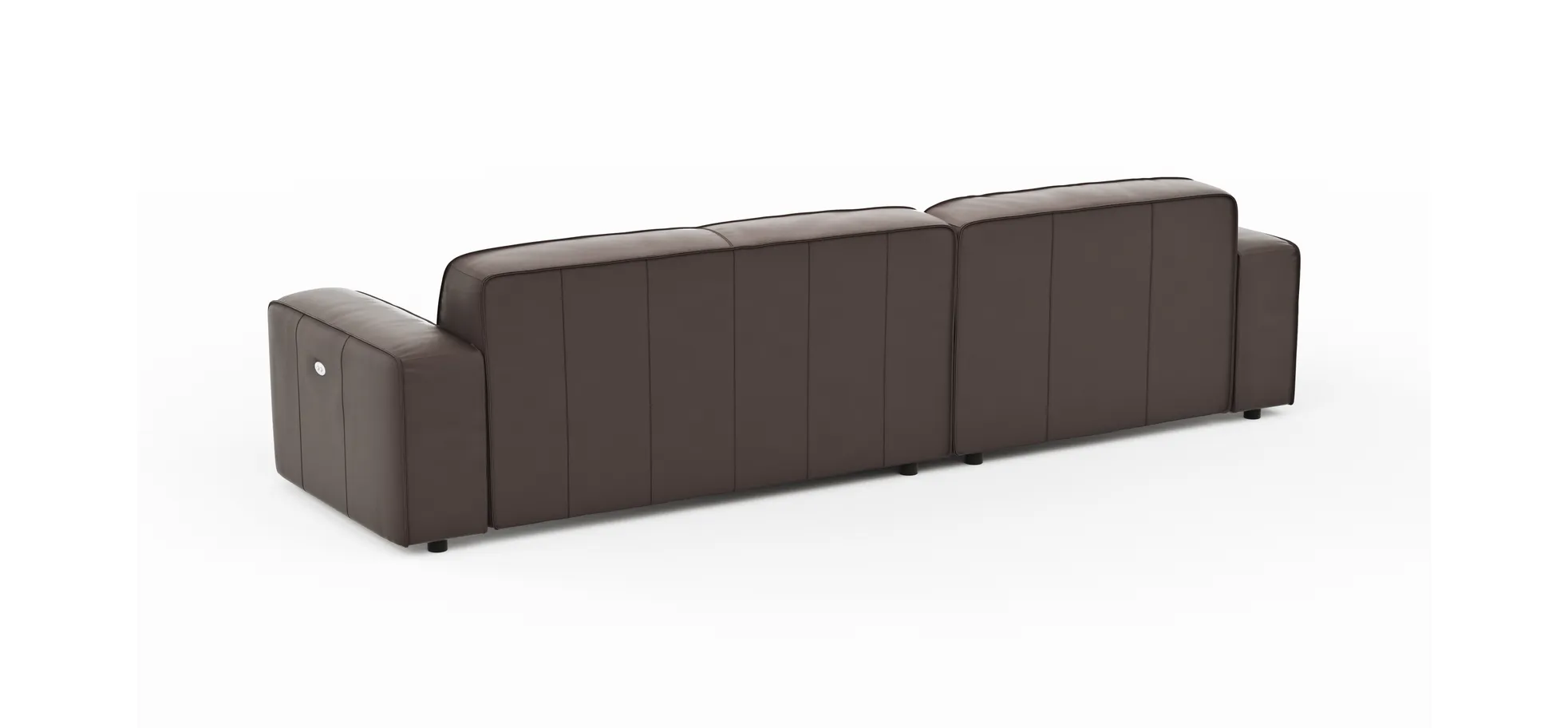 Ecksofa Denver - Longchair links, groß mit 2,5 Sitzer, inkl. Sitzvorzug (motorisch), Leder, Mocca