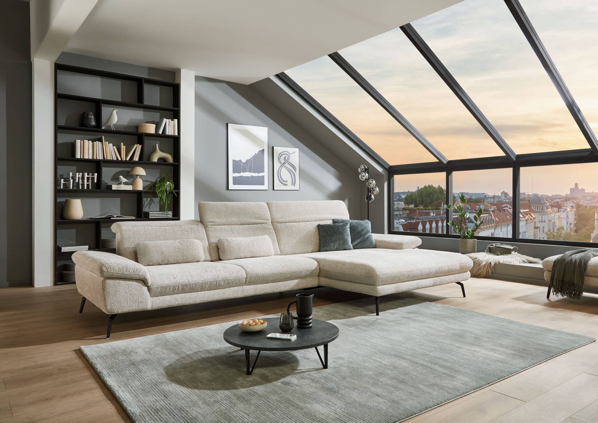 Ecksofa, Bezug natur, Federkern - LS24 Capizi