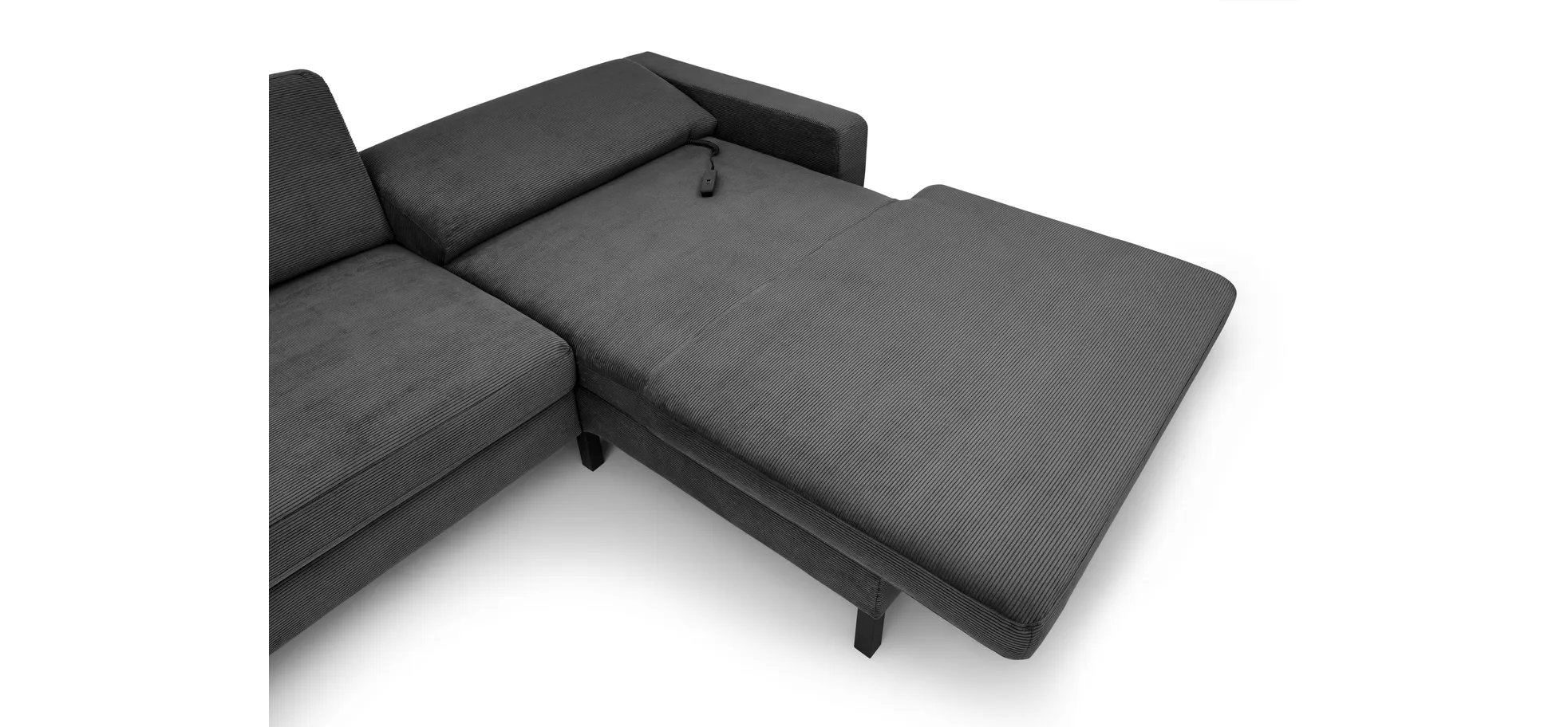 Ecksofa CALM MOVE 2.0 - 2,5-Sitzer mit Longchair rechts, Schlaffunktion, Feincord, Anthrazit