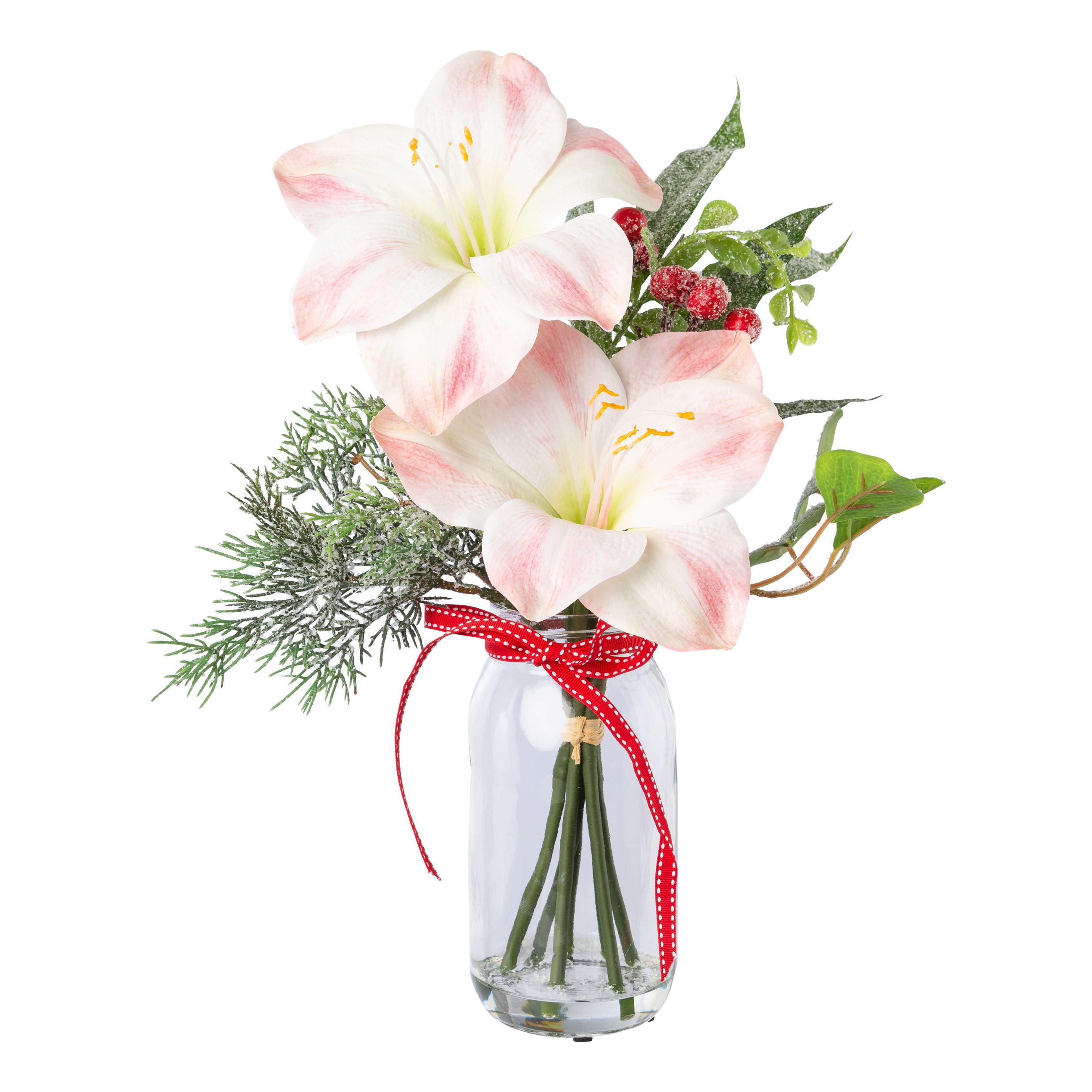 Kunstblume - Amarylisgesteck im Glas, 40 cm, rosa