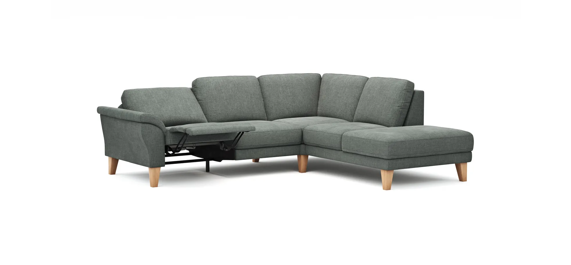 Ecksofa Rockport A - 2,5-Sitzer mit Ecke rechts inkl. Relaxfunktion (motorisch), Stoff, Grau