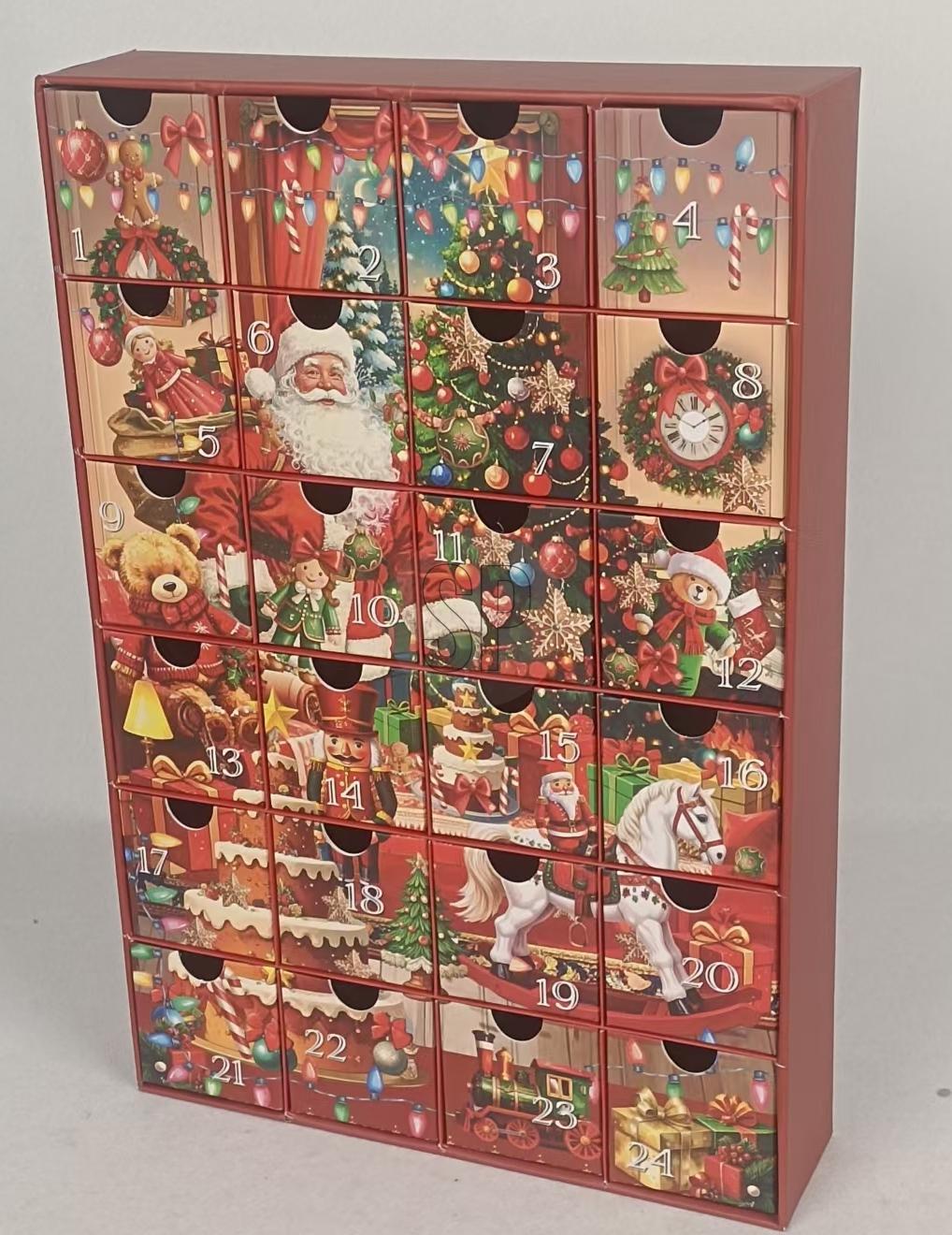 Adventskalender Regal, ca. 16x38cm - mit Schüben