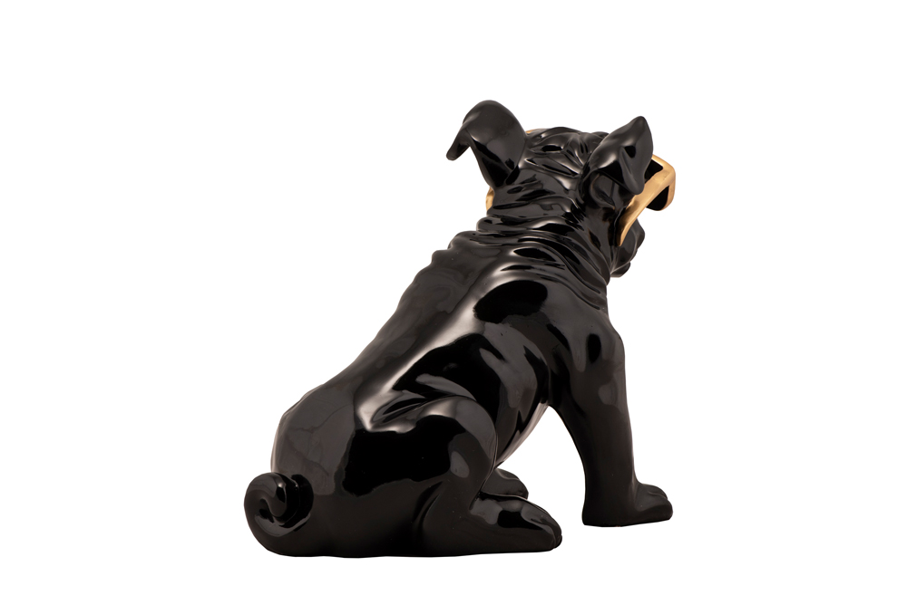 Skulptur 40x23x34 cm - Bulldogge mit goldener Sonnenbrille