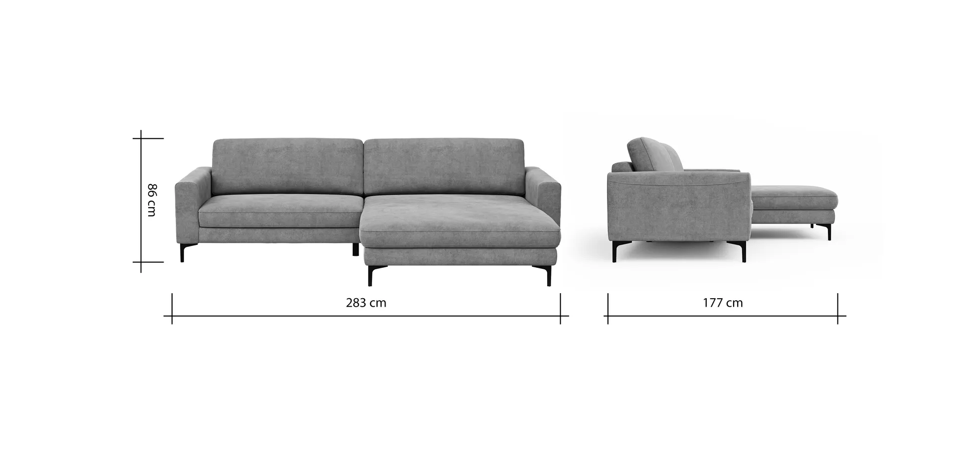 Ecksofa Oviedo - 1,5-Sitzer mit Longchair rechts inkl. Relaxfunktion (motorisch), Stoff, Natur