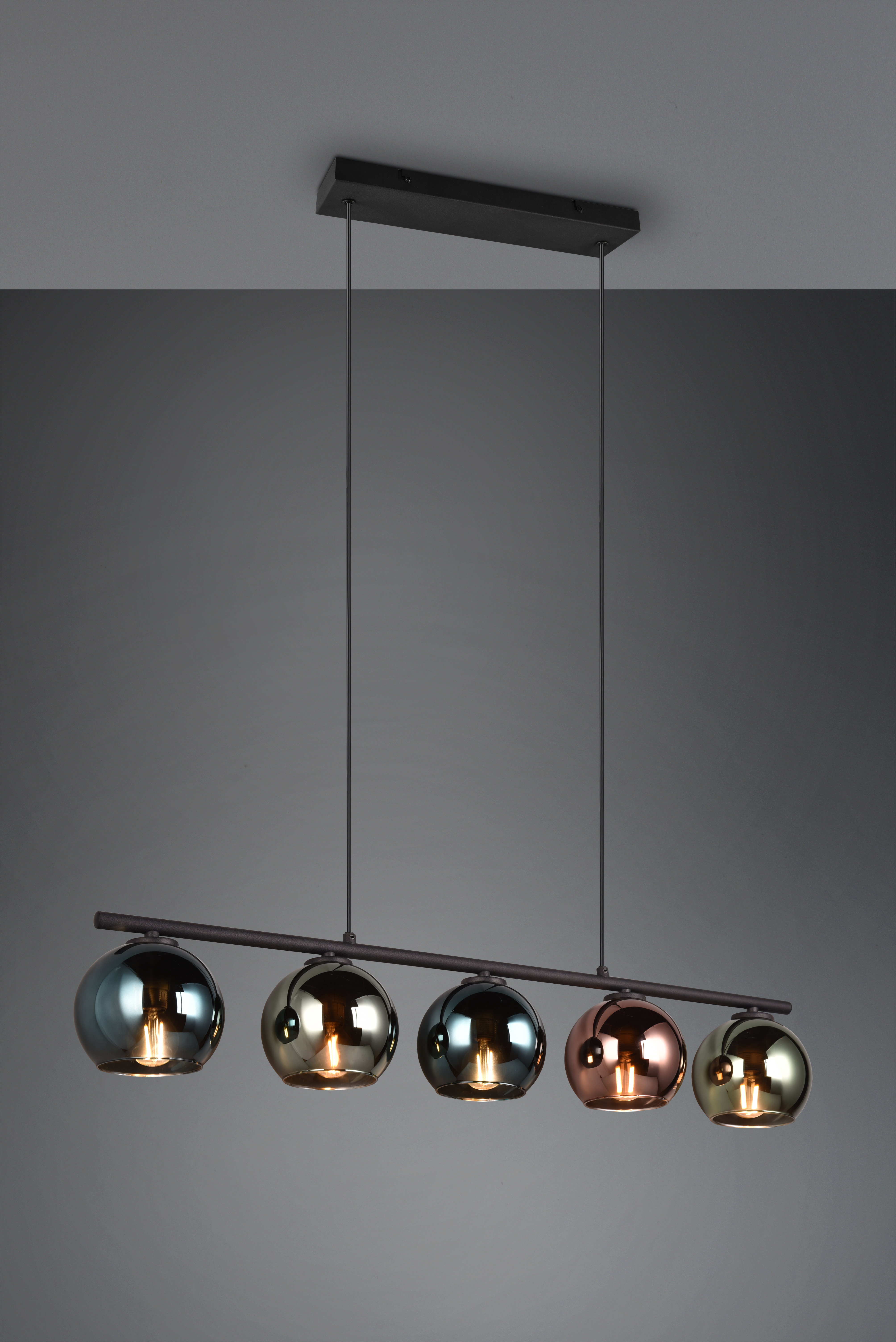 Pendelleuchte Sheldon - 5flg., Metall/multicolor, ca.83 x Höhe max: 150 cm