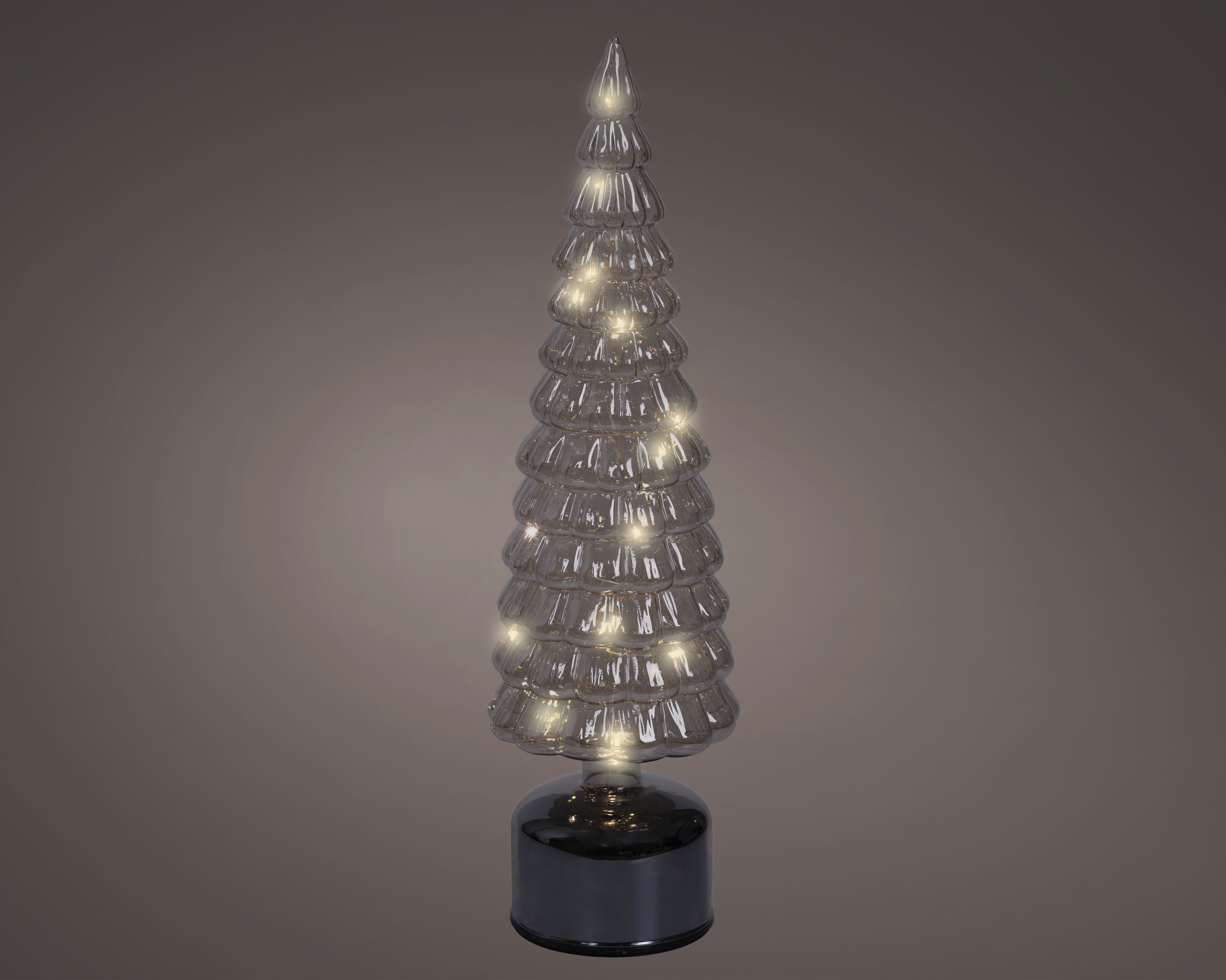 LED Baum, rotierend - grau/warm weiss, Glas, Ø11-H39cm-20L