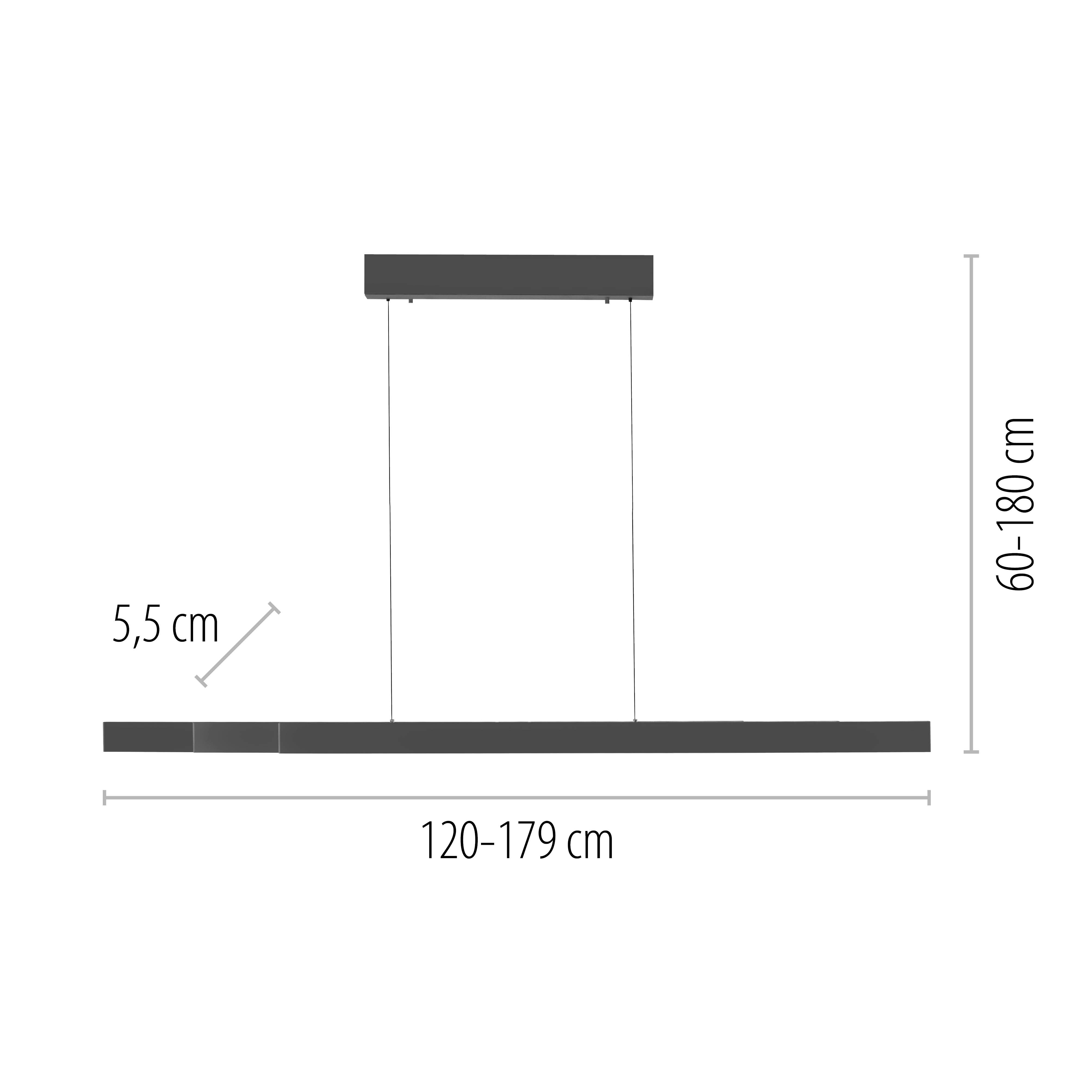 Pendelleuchte ADRIANA SQUARE - 6-flg., LED, anthrazit, Höhenverstellbar mit Lift