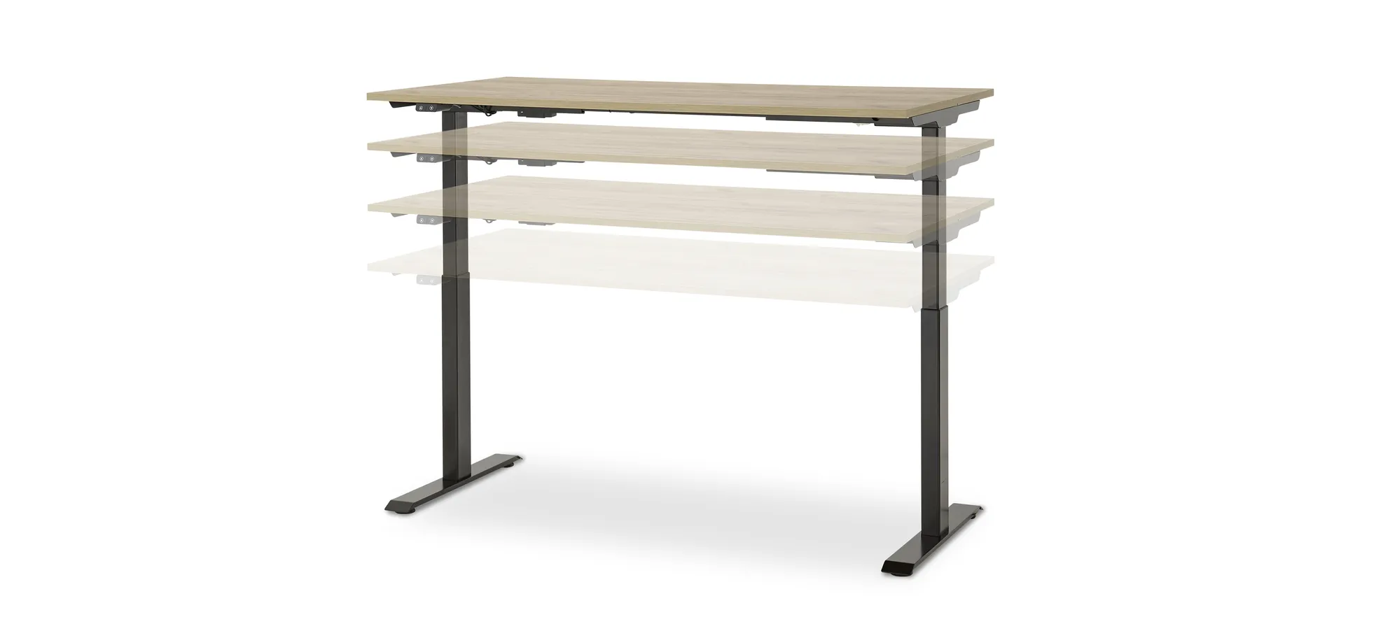Schreibtisch GELI - höhenverstellbar, LB ca. 140x80 cm, Weiß, Schwarz
