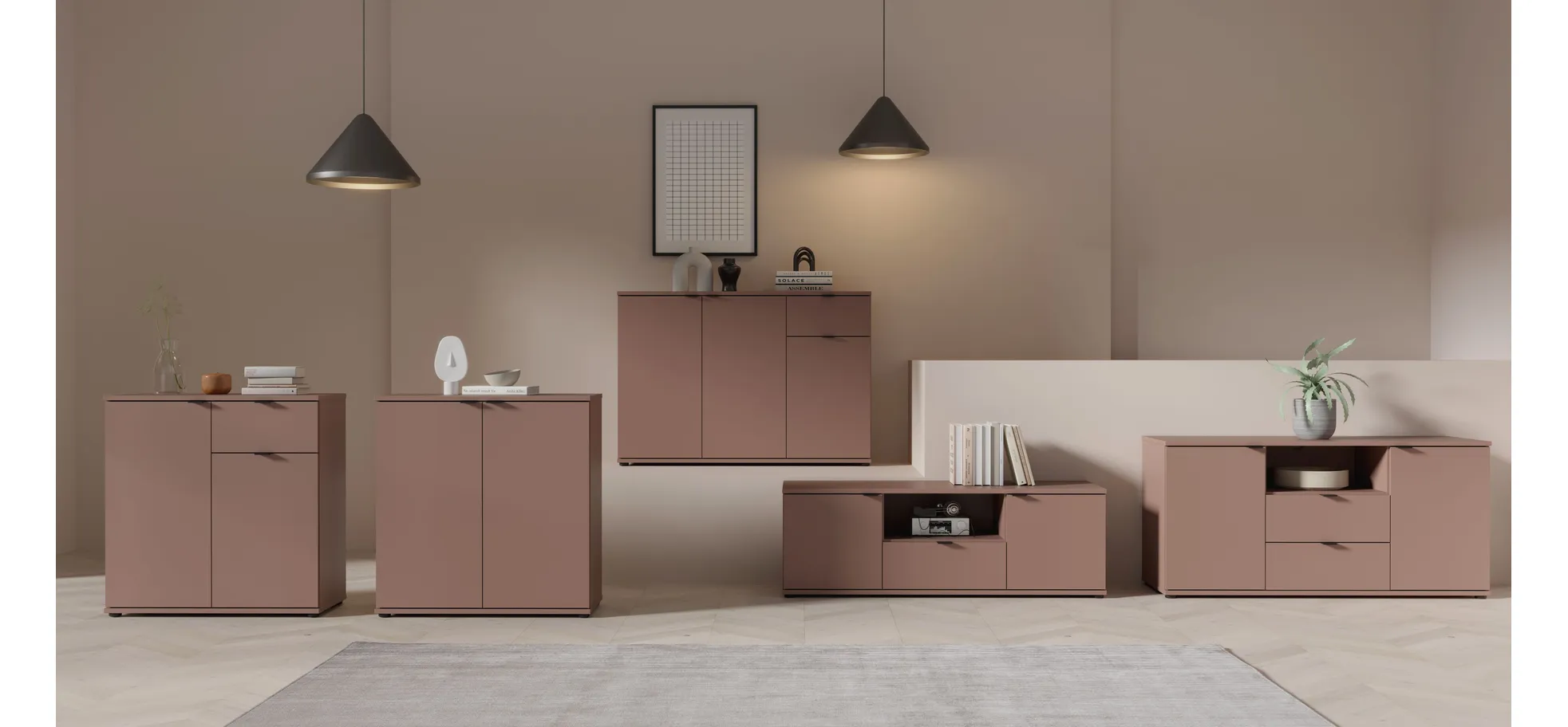 TV-Unterschrank, Terracotta - Finella