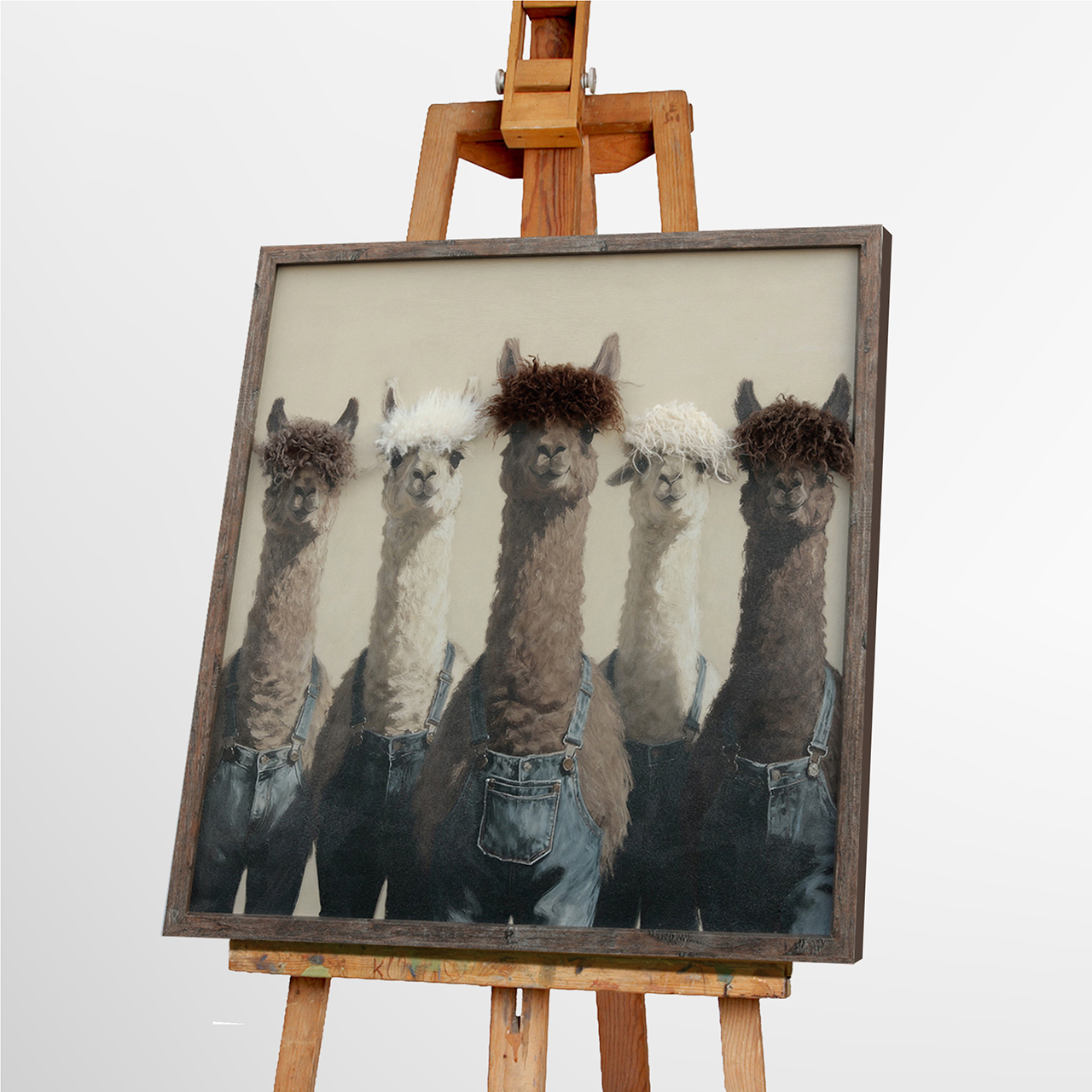 Bild Kunstfell The Flufffather Alpaca Crew - Acrylgemälde 80x80 cm