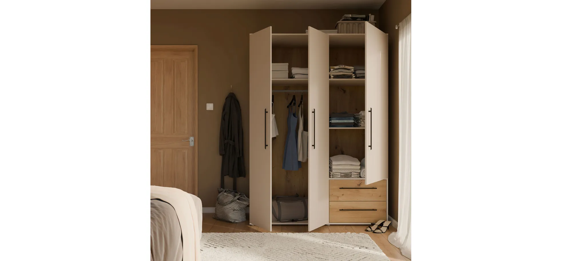 Drehtürenschrank, Dekor sand - Fathie