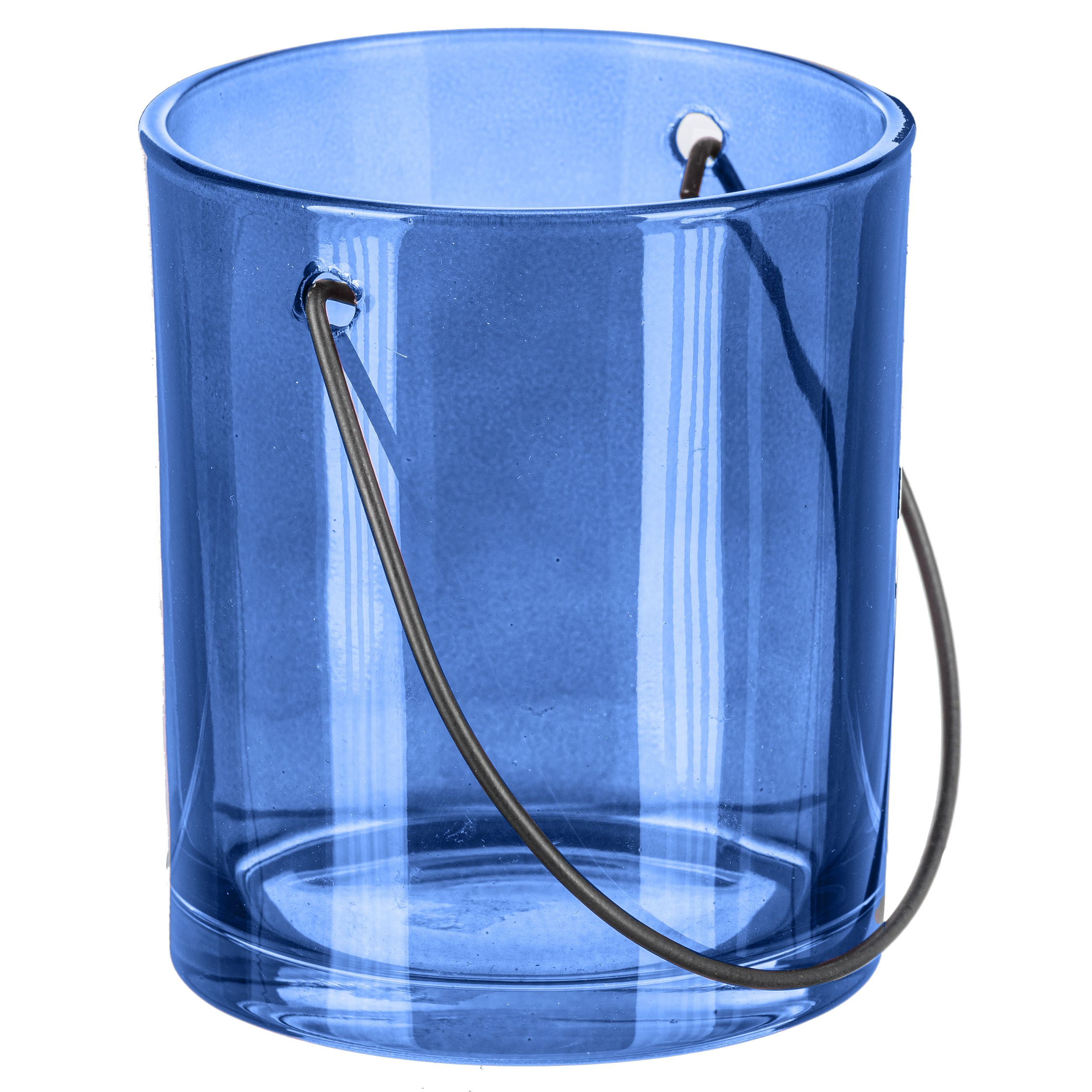 Windlicht - Glas, m.Henkel LOLLIPOP, 9x10cm, Royalblau